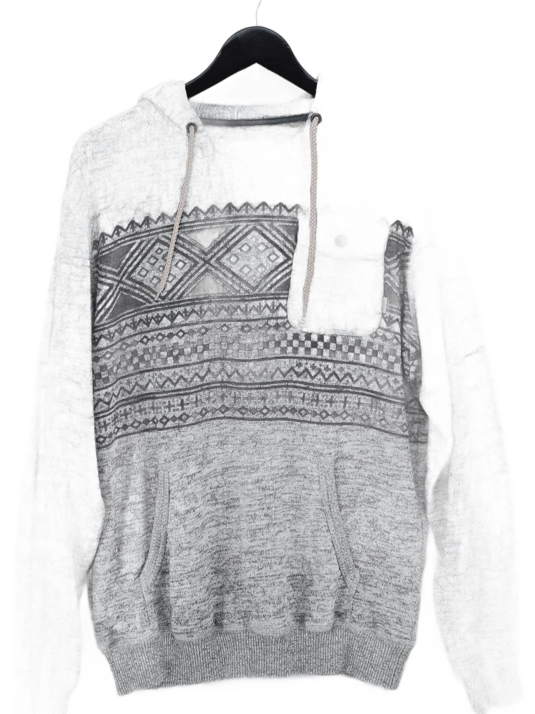 Vans Men's Hoodie M Grey Geometric Cotton with Polyester Pullover