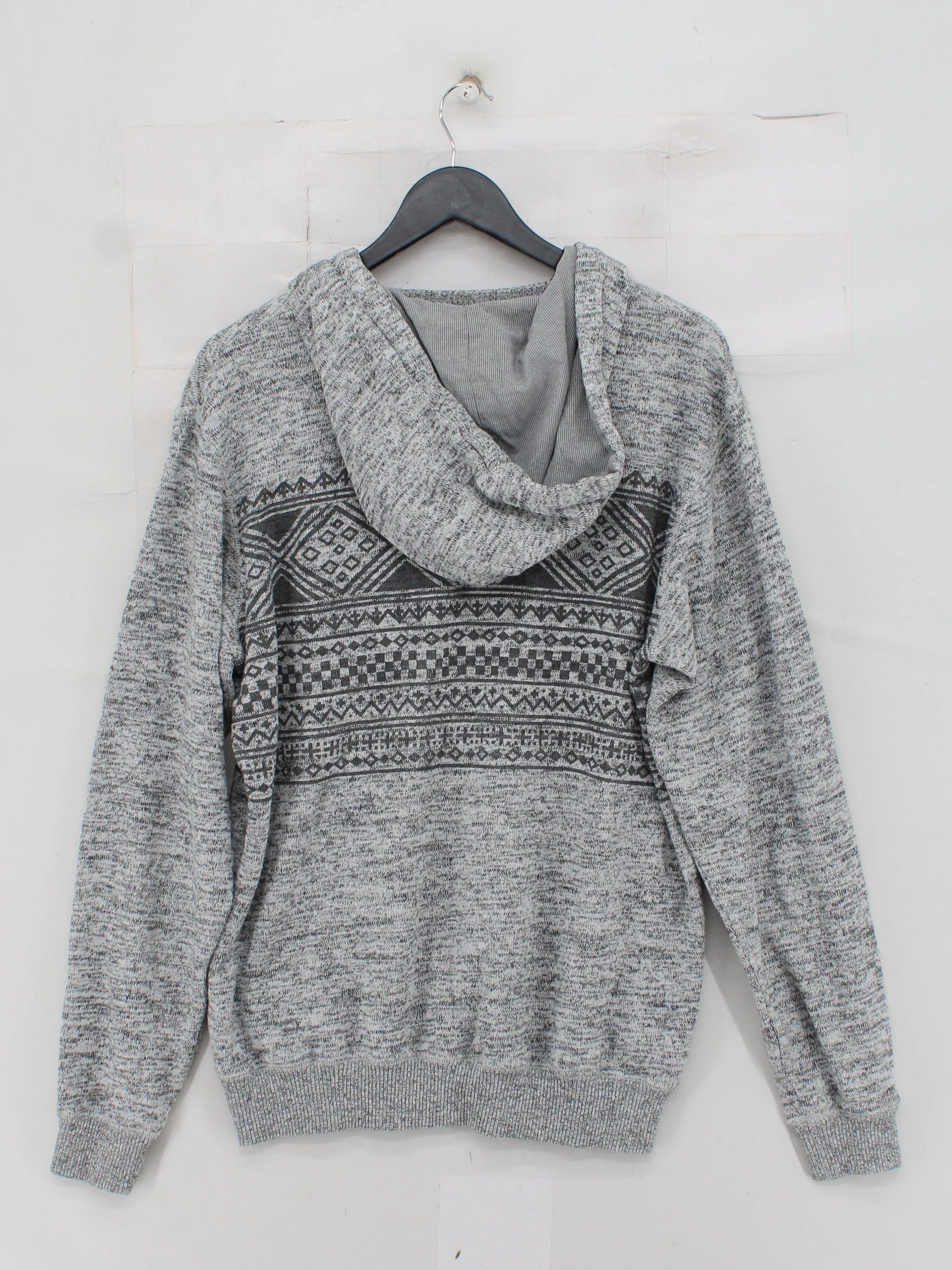 Vans Men's Hoodie M Grey Geometric Cotton with Polyester Pullover - Image 2