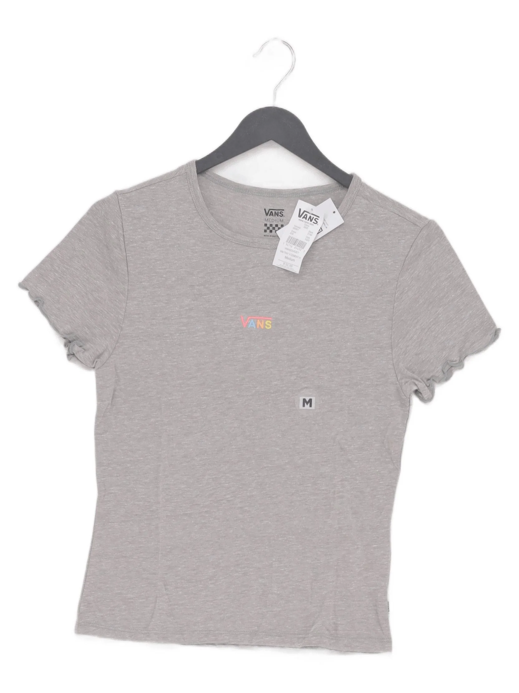 Vans Women's T-Shirt M Grey Polyester with Cotton, Viscose Basic New with tags