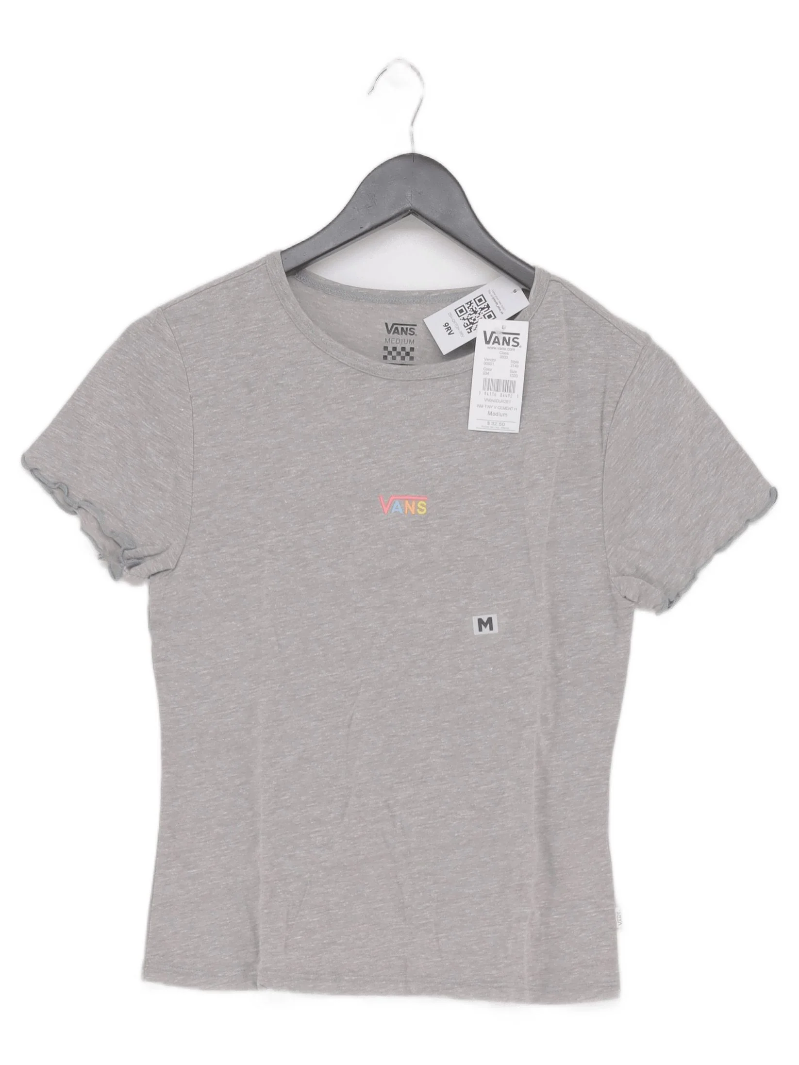 Vans Women's T-Shirt M Grey Polyester with Cotton, Viscose Basic New with tags