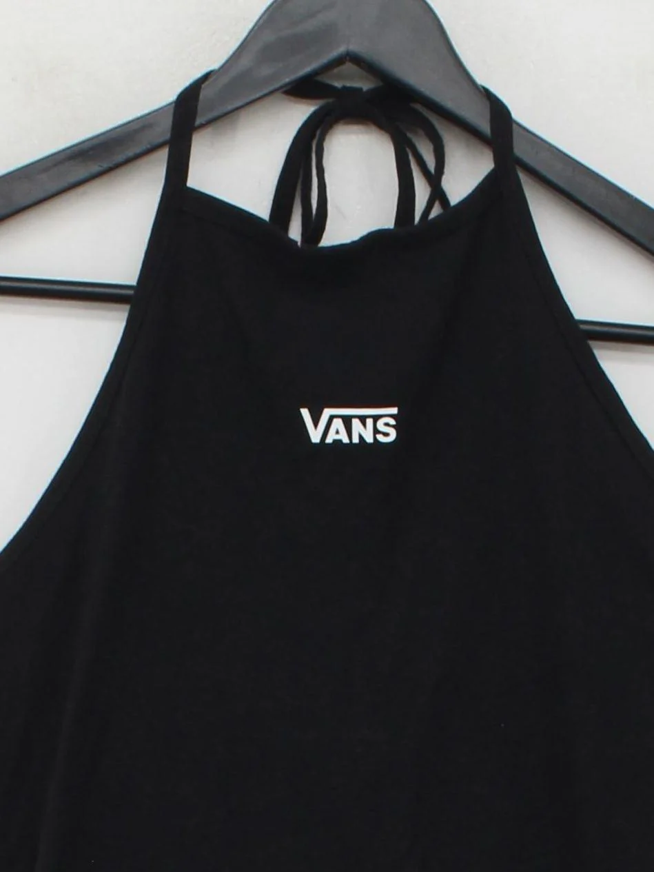 Vans Women's Top XXS Black Cotton with Elastane Sleeveless V-Neck Cropped - Image 3