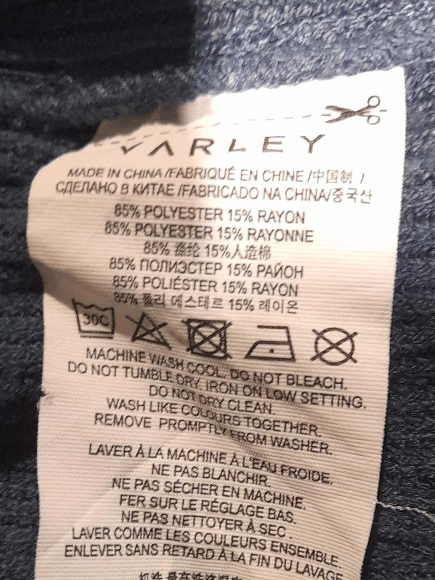 Varley Men's Hoodie M Blue Polyester with Rayon Pullover - Image 6