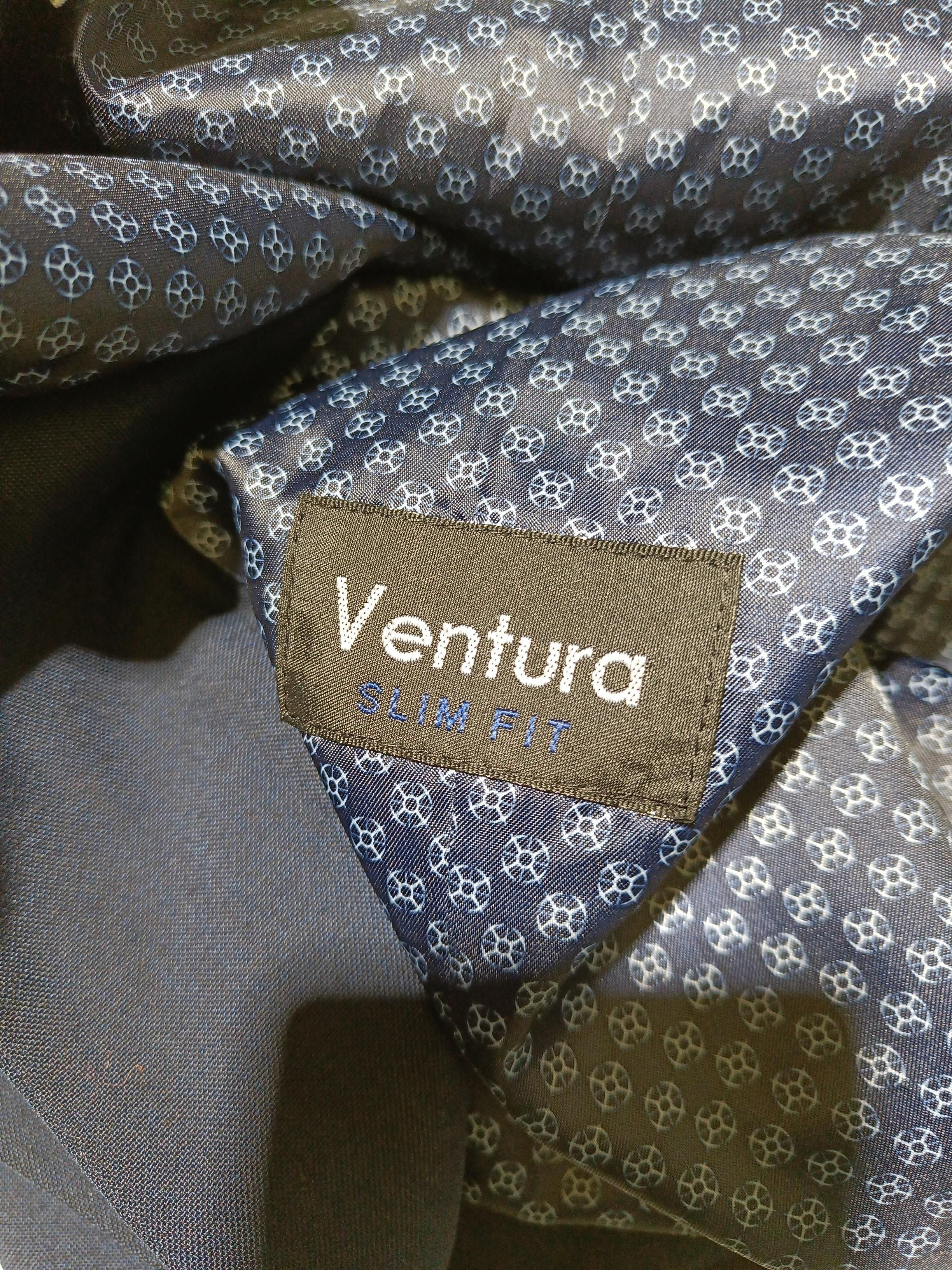 Ventura Men's Coat Chest: 44 in Blue Geometric Polyester with Viscose Overcoat - Image 5