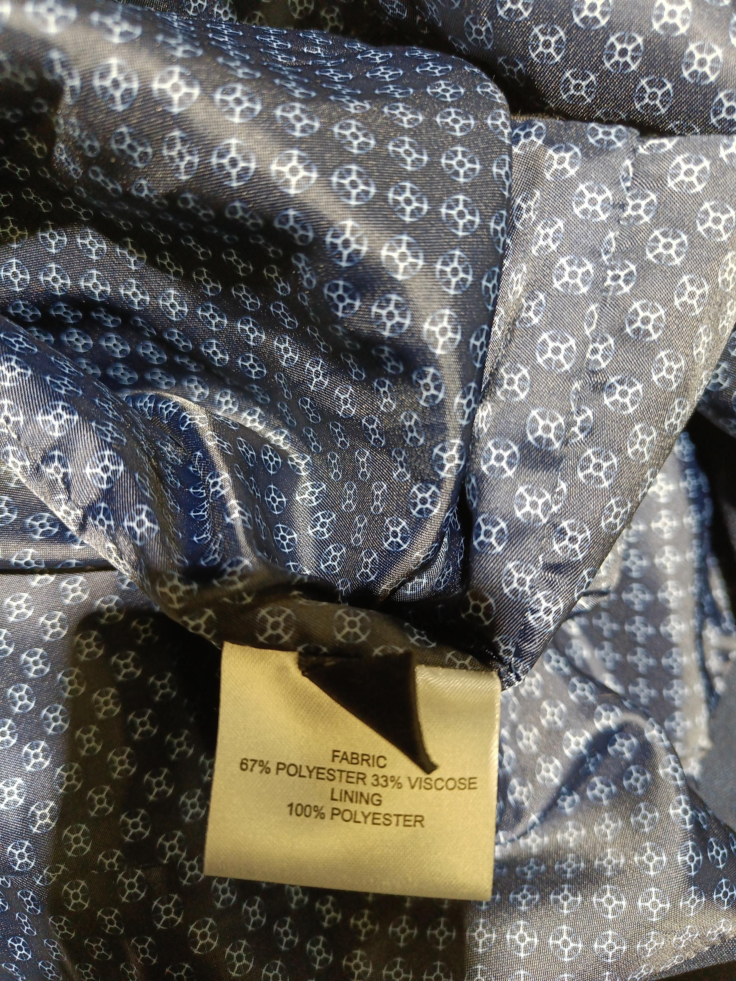 Ventura Men's Coat Chest: 44 in Blue Geometric Polyester with Viscose Overcoat - Image 6