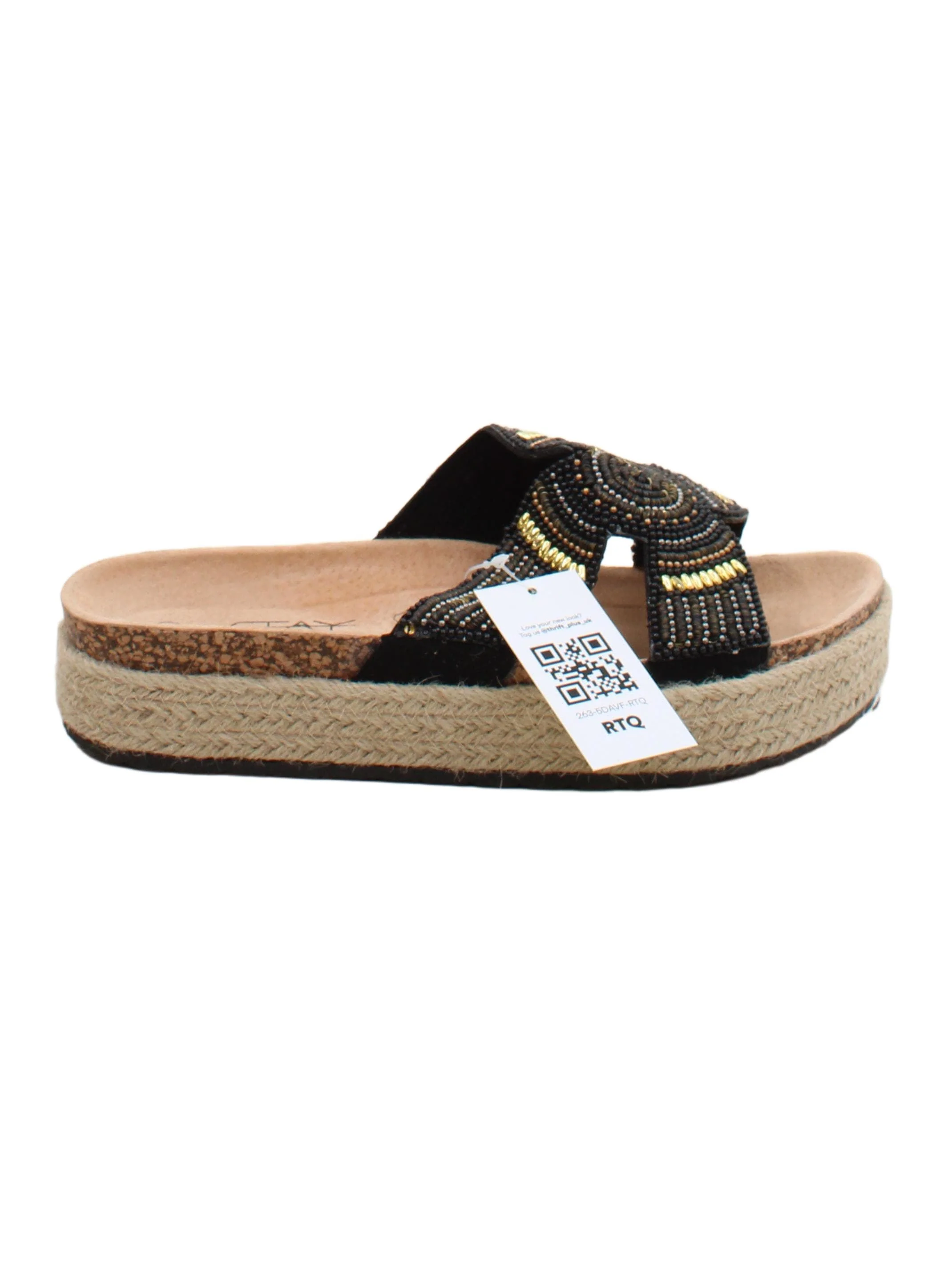 Vera Pelle Women's Sandals UK 6 Black 100% Leather Espadrille