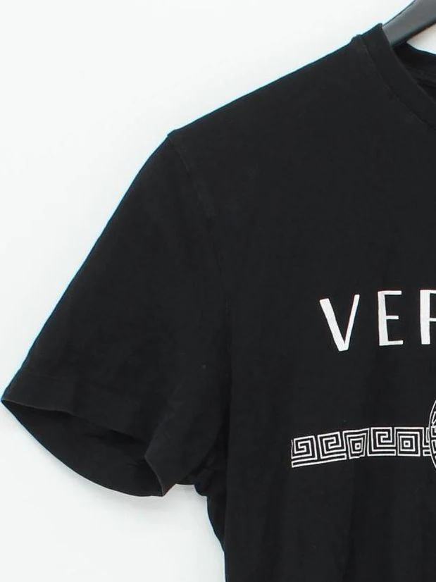 Versace Men's T-Shirt M Black Graphic 100% Cotton Basic - Image 4