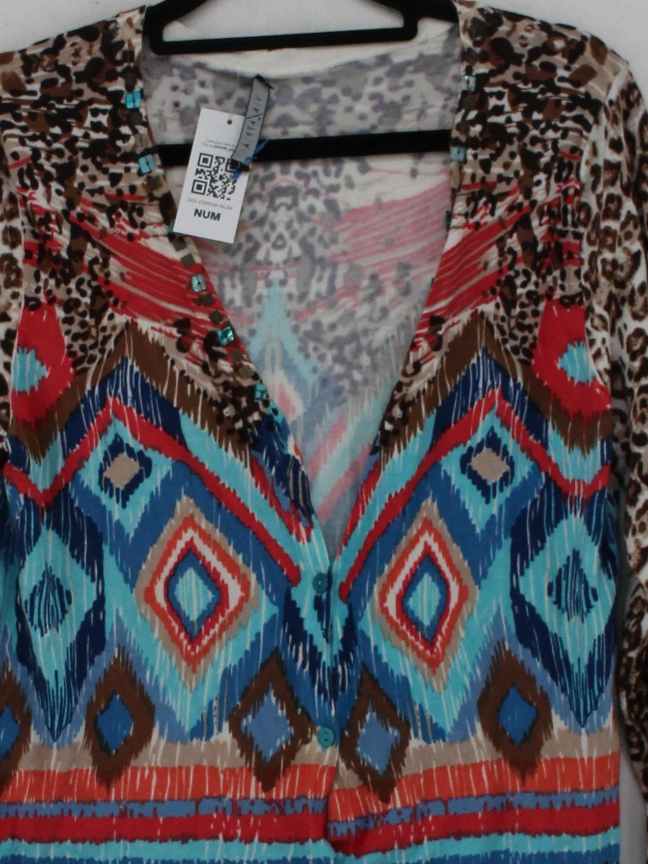 Via Appia Women's Cardigan M Multi Animal Print 100% Other V-Neck Cardigan - Image 3