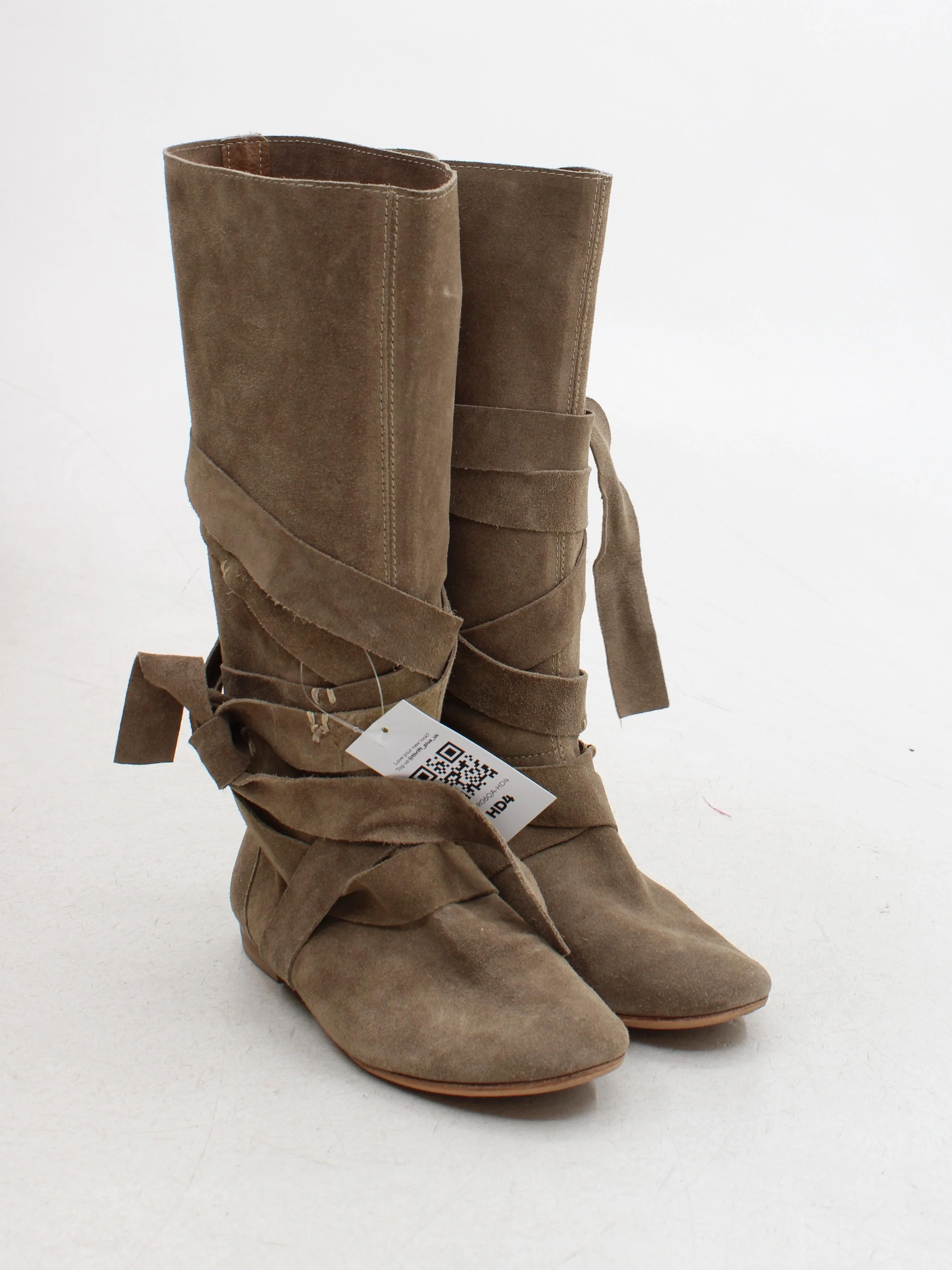 Vibram Women's Boots UK 3 Brown 100% Suede Combat - Image 4