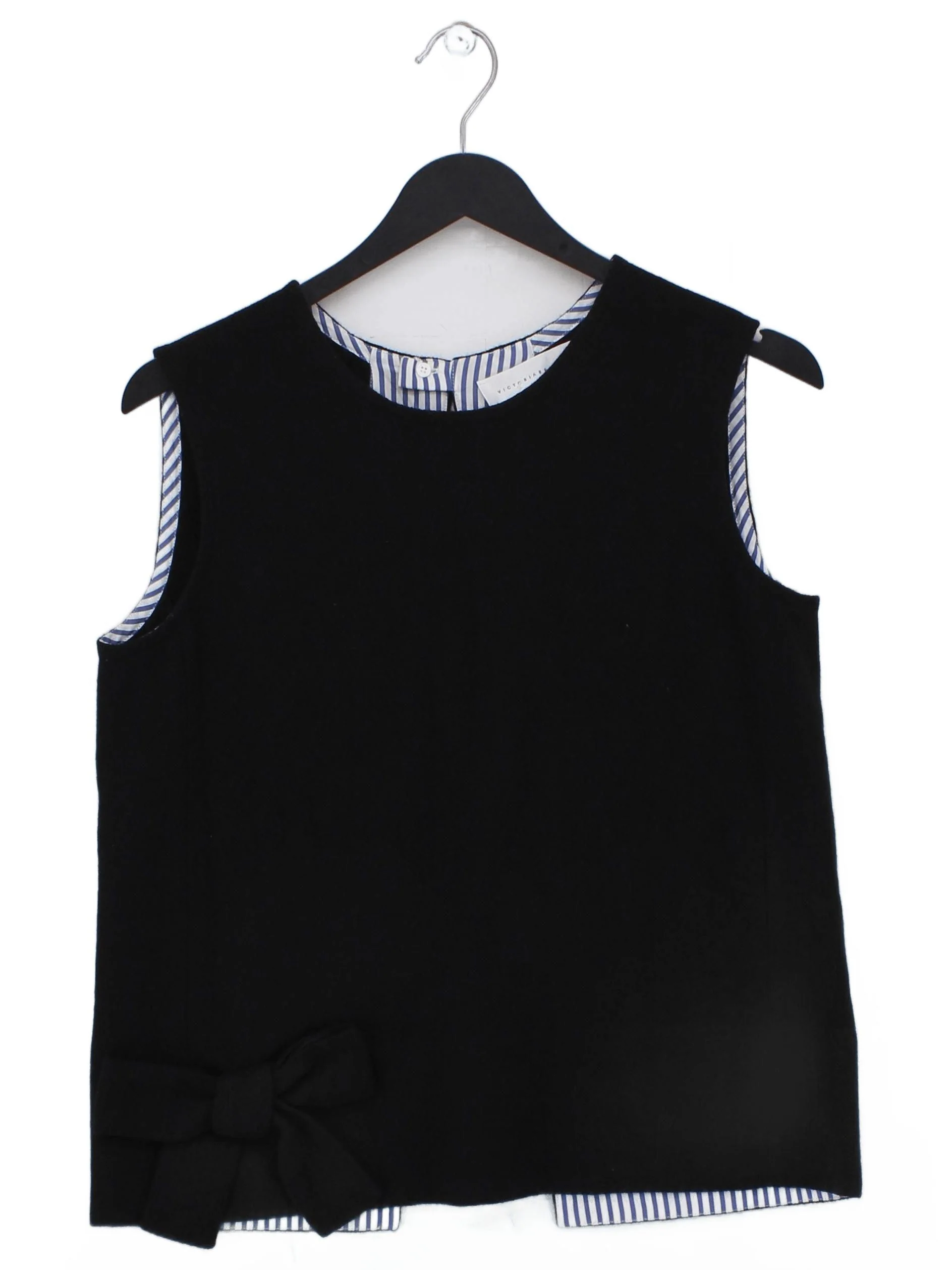 Victoria Beckham Women's Top UK 6 Black Linen with Wool, Cotton Basic