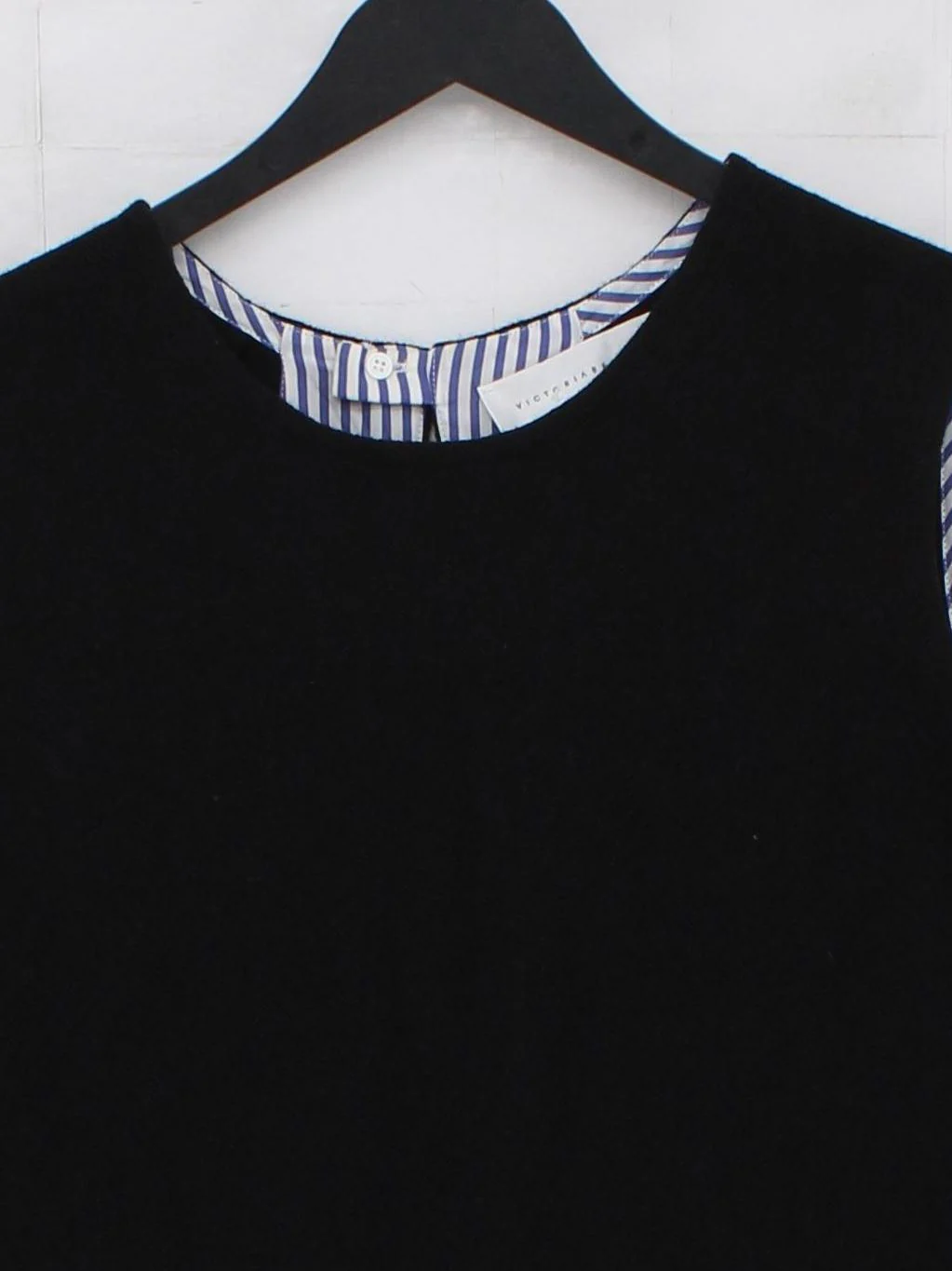 Victoria Beckham Women's Top UK 6 Black Linen with Wool, Cotton Basic - Image 3