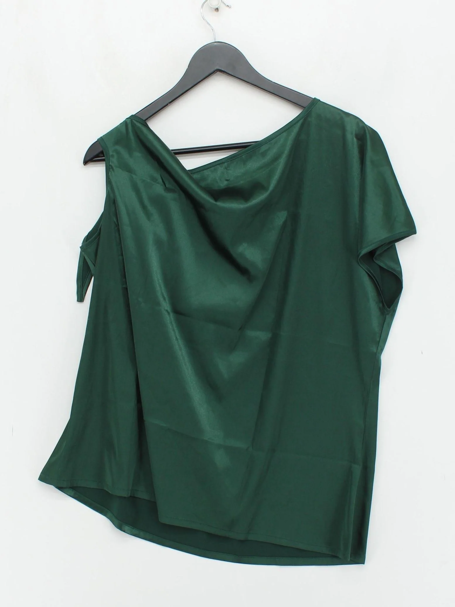 Vidussa Women's Top XXL Green Polyester with Spandex Short Sleeve V-Neck Basic - Image 2