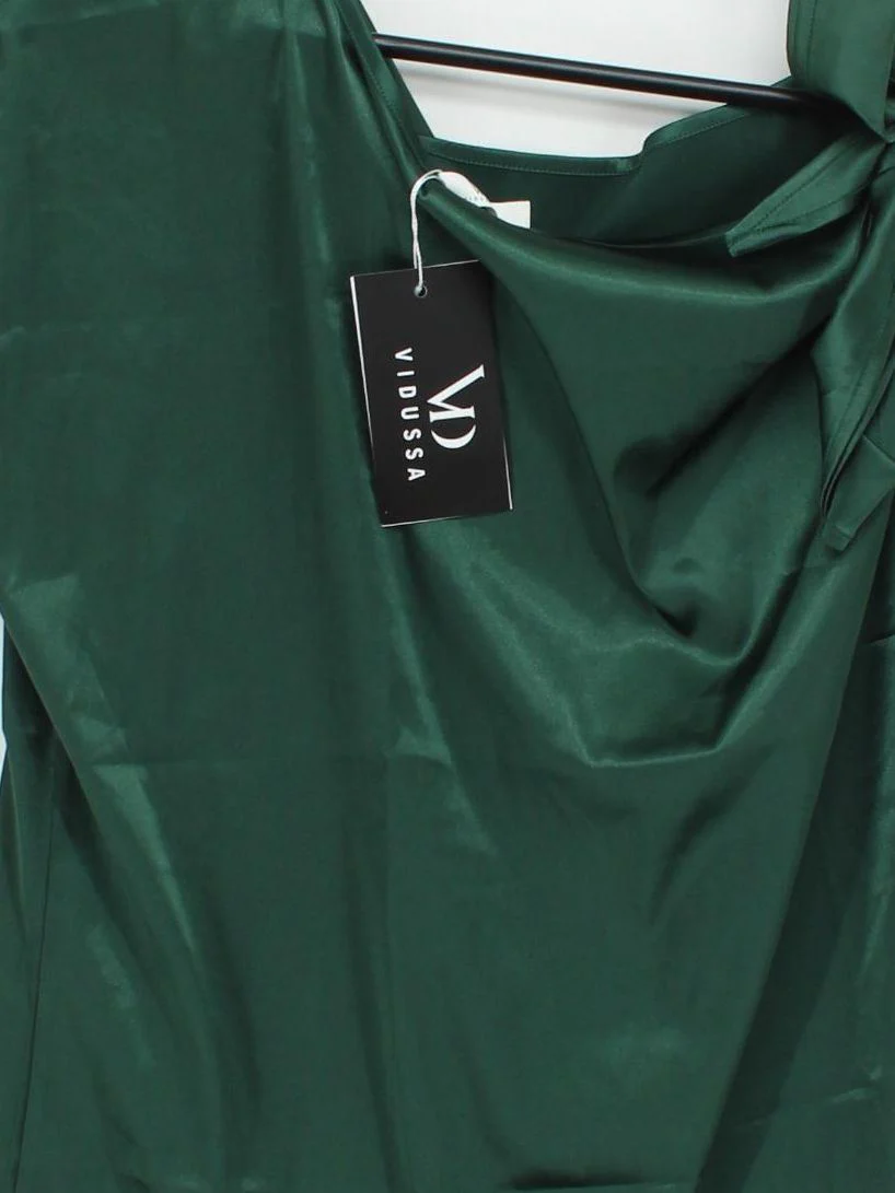 Vidussa Women's Top XXL Green Polyester with Spandex Short Sleeve V-Neck Basic - Image 3