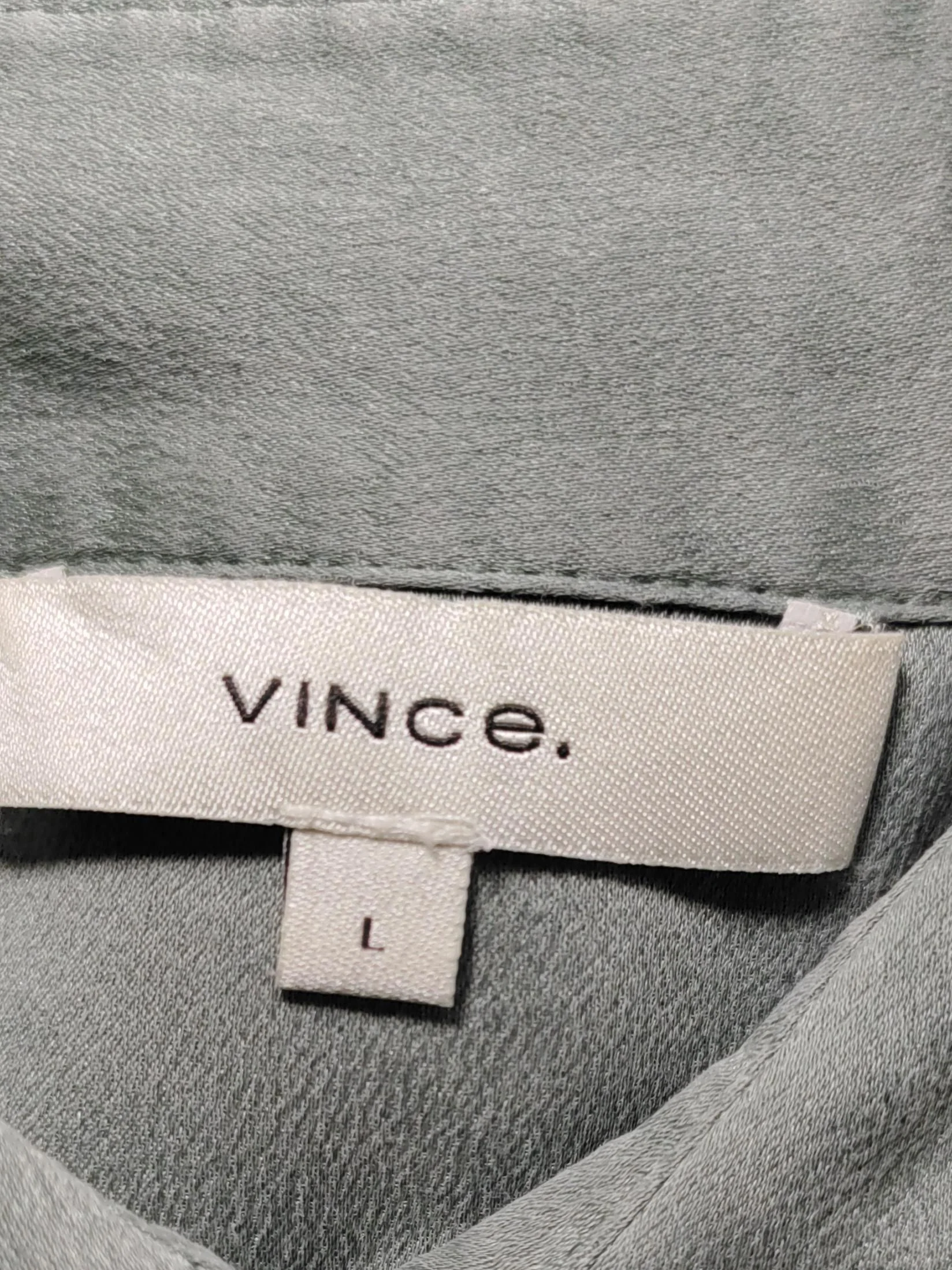 Vince Women's Shirt L Green 100% Silk Long Sleeve Collared Basic - Image 5