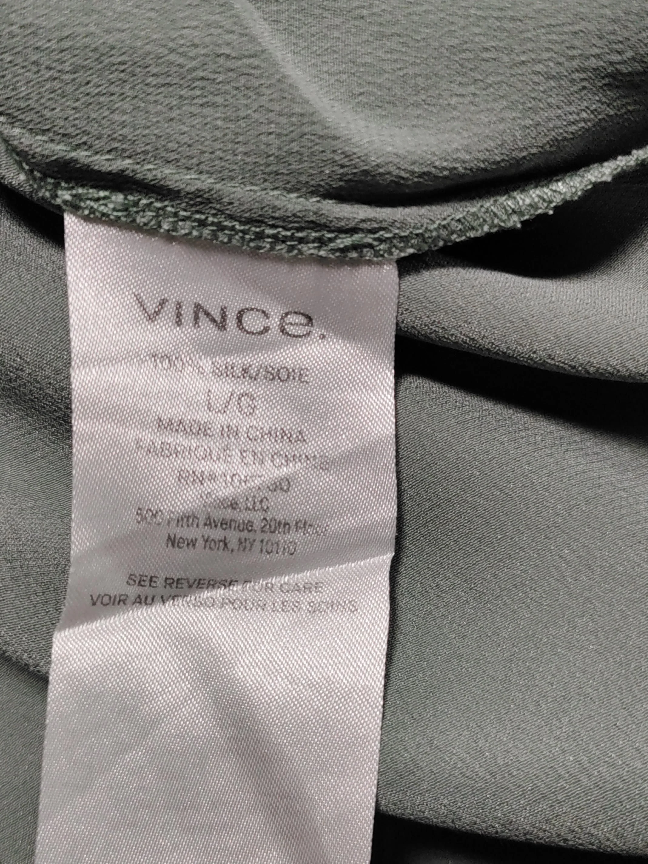 Vince Women's Shirt L Green 100% Silk Long Sleeve Collared Basic - Image 6
