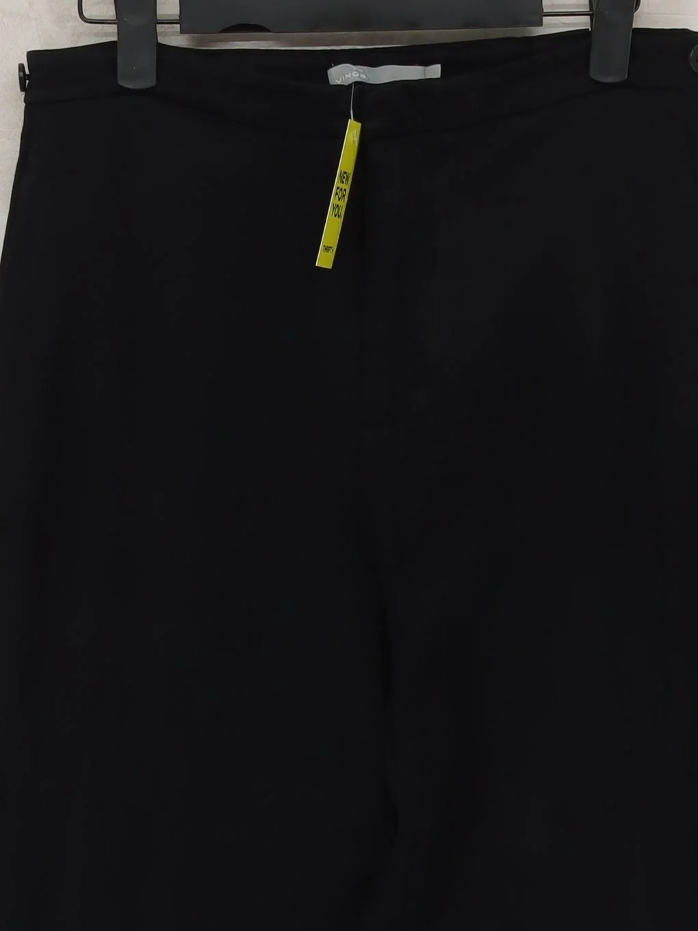 Vince Women's Trousers UK 10 Black Viscose with Acetate Wide-Leg Cropped - Image 3