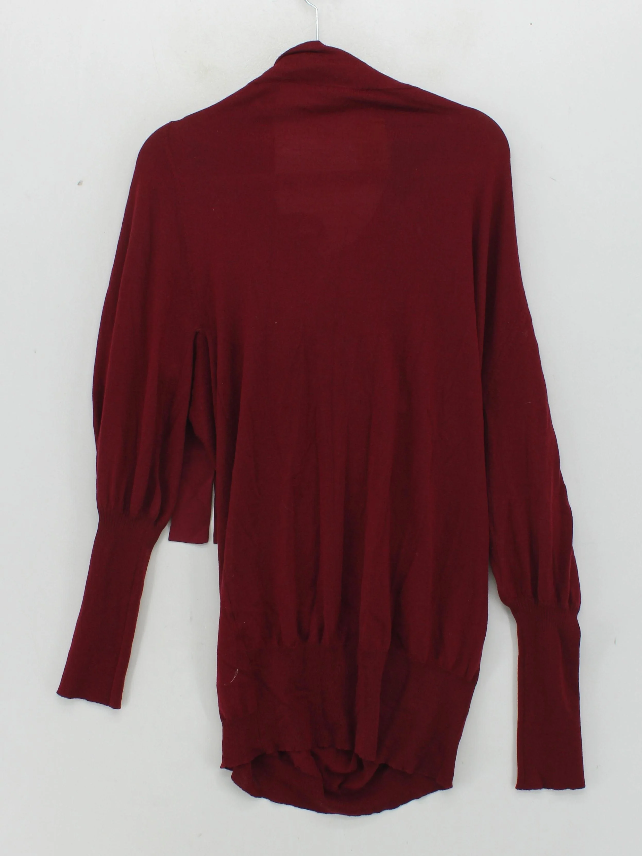 VIONNET Women's Top UK 12 Red Wool with Silk Long Sleeve Round Neck Basic - Image 2