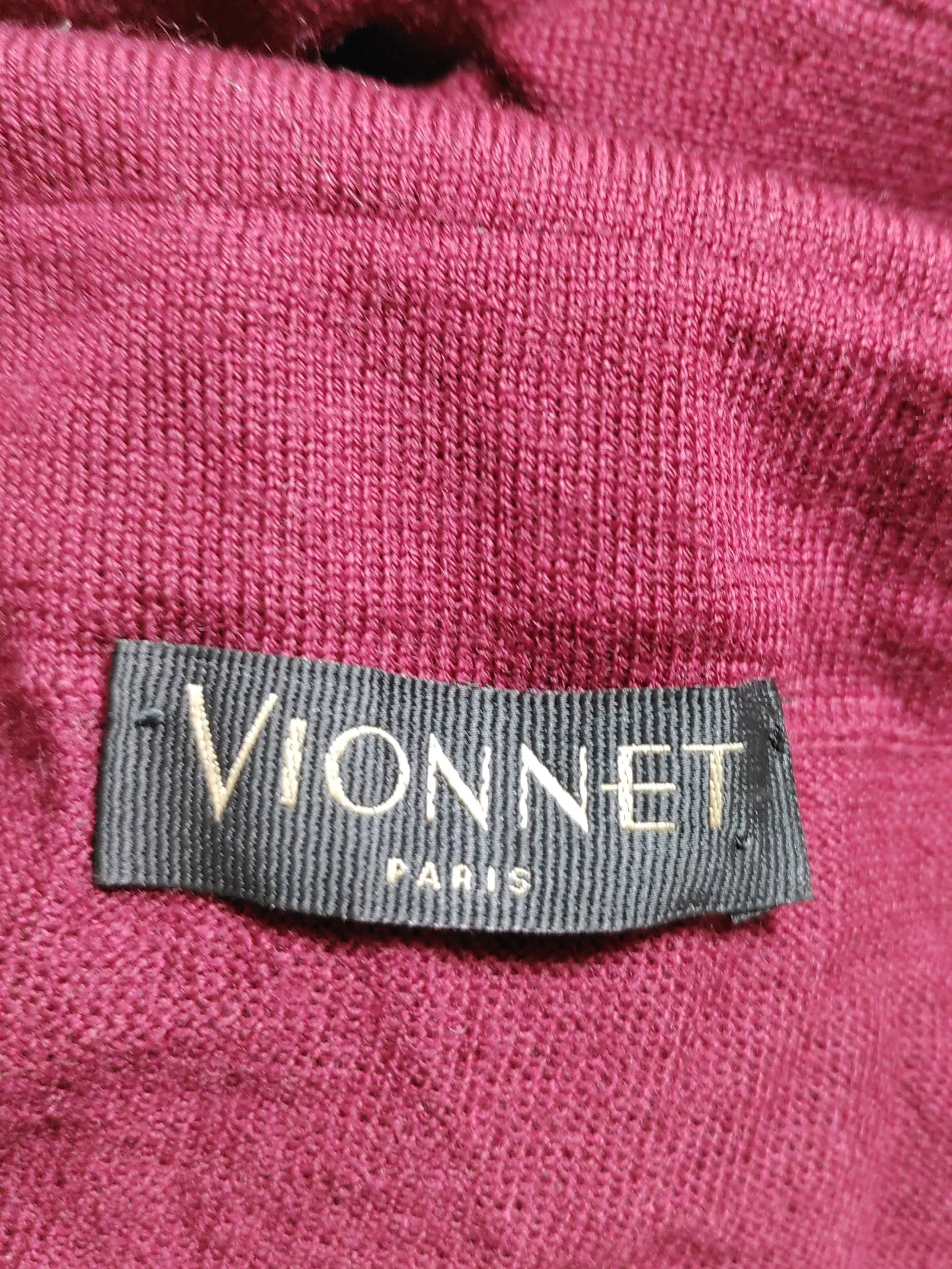VIONNET Women's Top UK 12 Red Wool with Silk Long Sleeve Round Neck Basic - Image 5