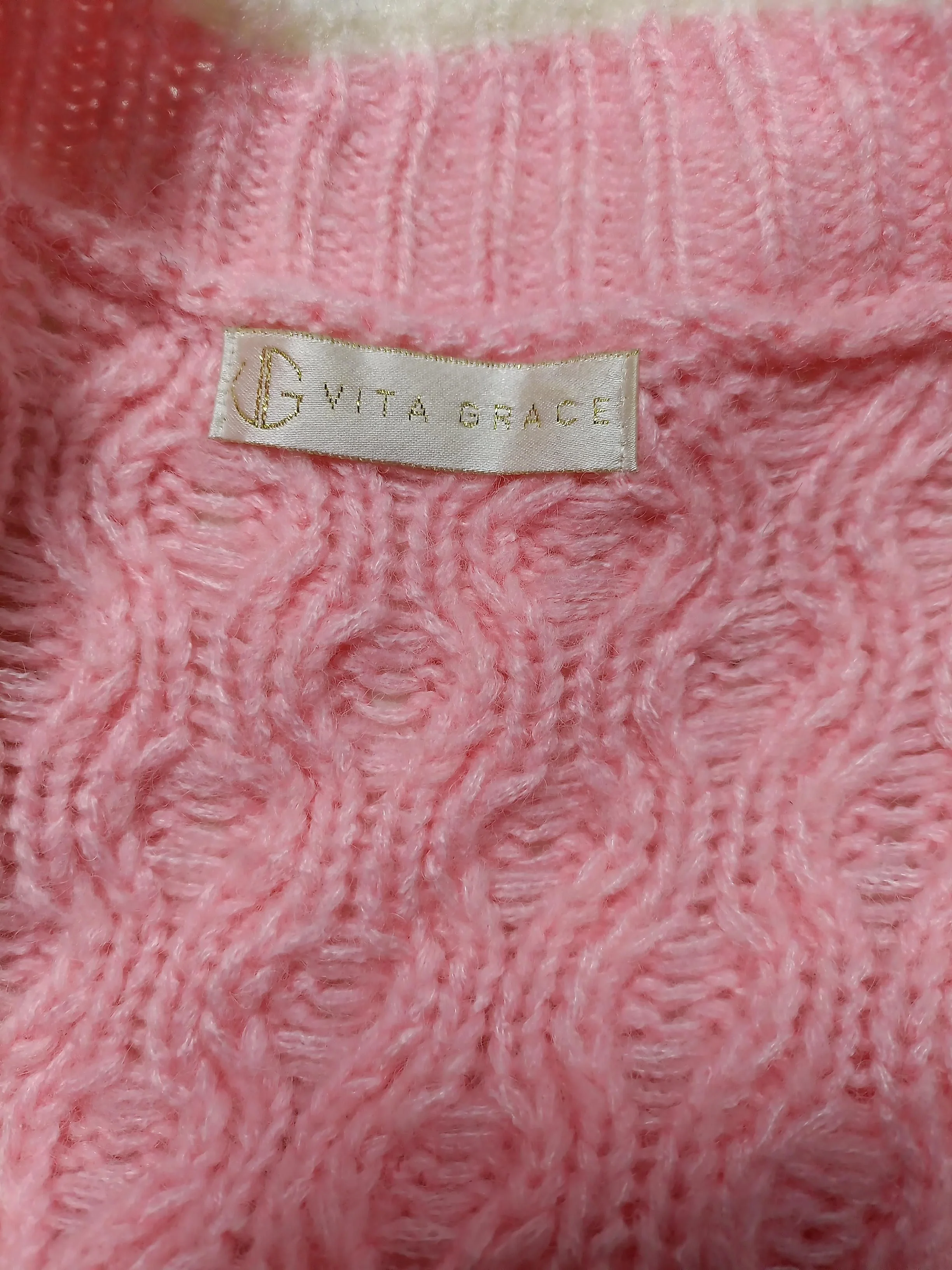 Vita Grace Women's Cardigan M Pink Acrylic with Nylon, Wool, Mohair Cardigan - Image 5