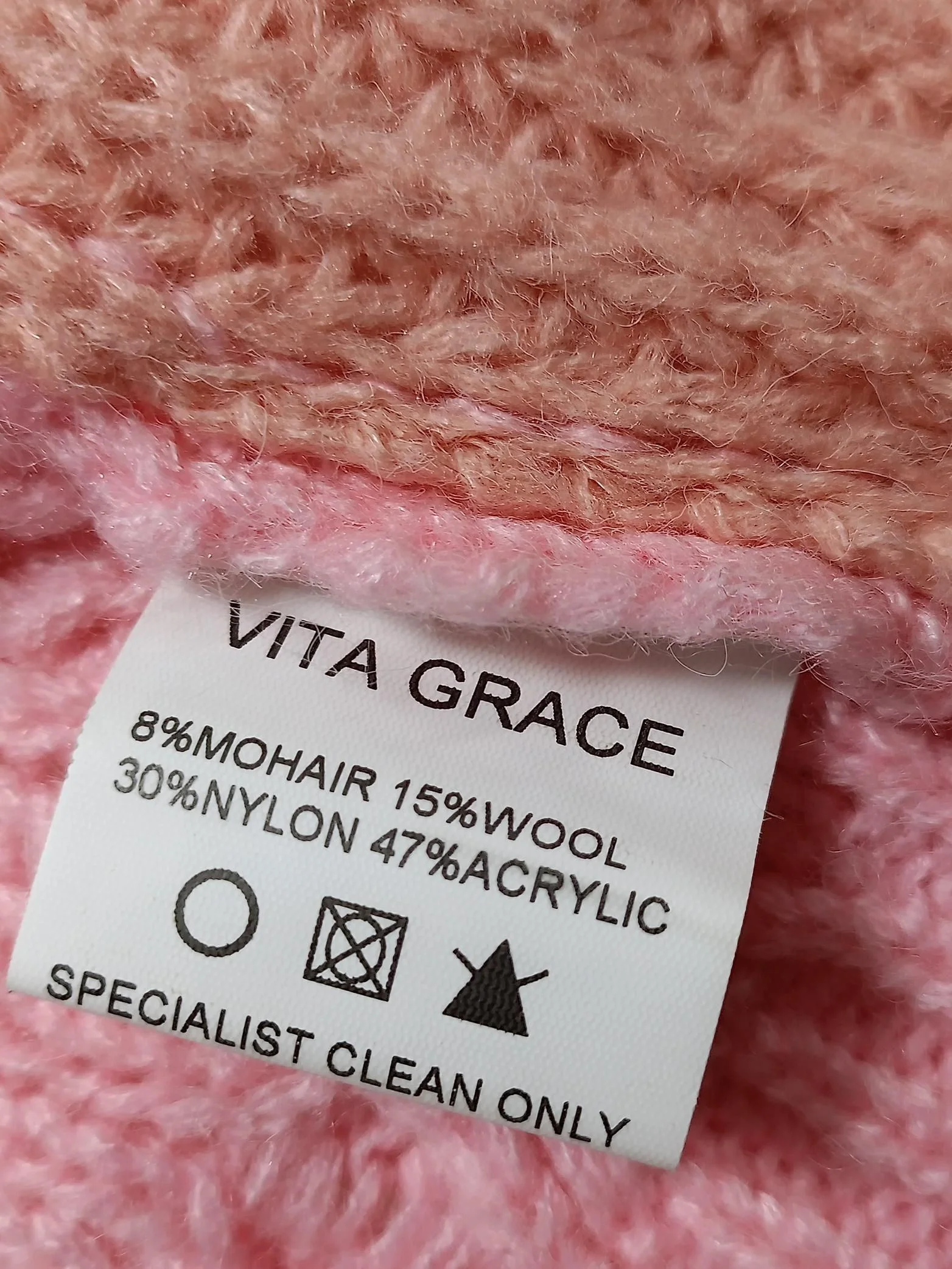 Vita Grace Women's Cardigan M Pink Acrylic with Nylon, Wool, Mohair Cardigan - Image 6