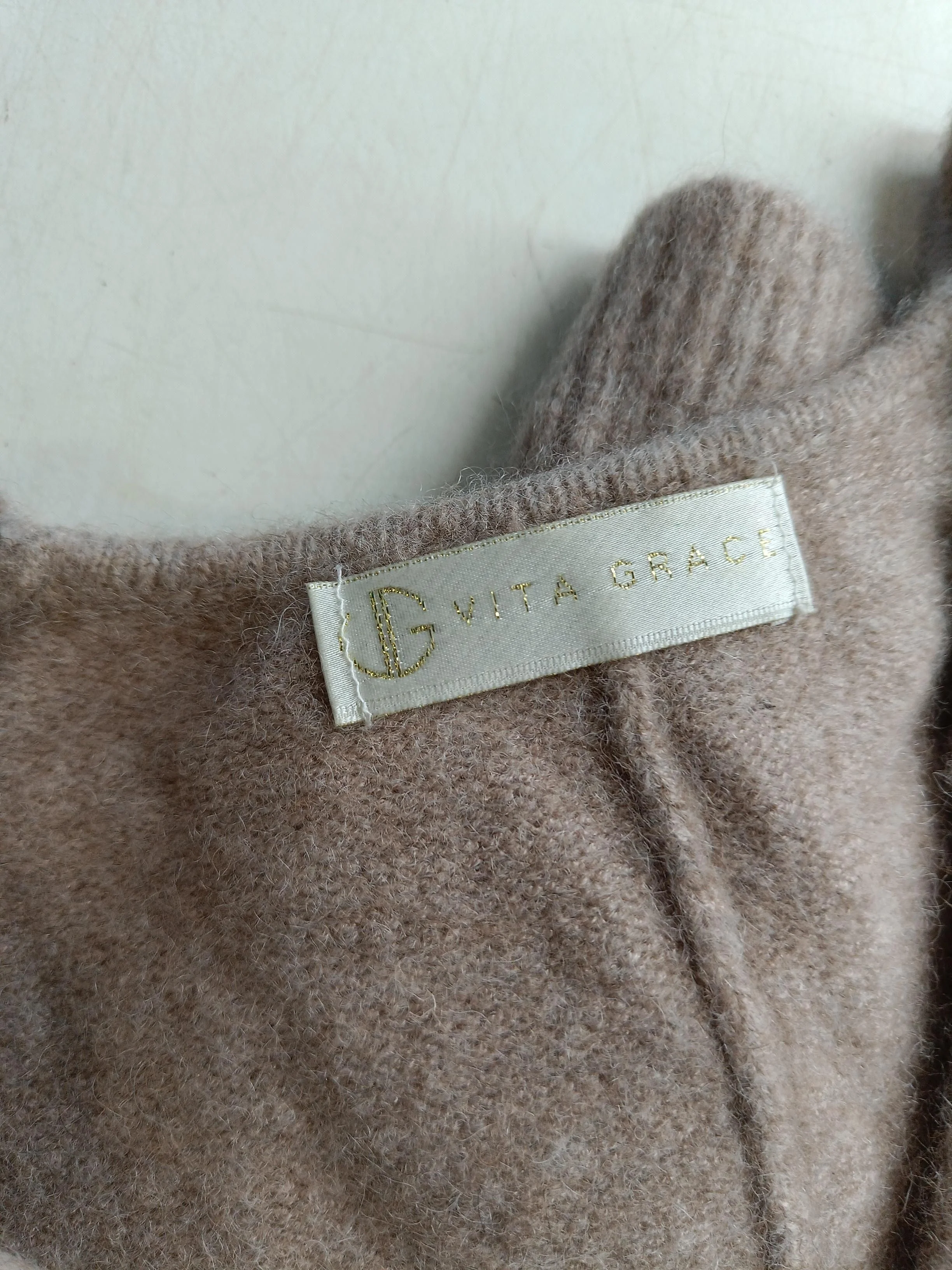 Vita Grace Women's Jumper UK 10 Tan Wool with Mohair, Nylon, Spandex Pullover - Image 5