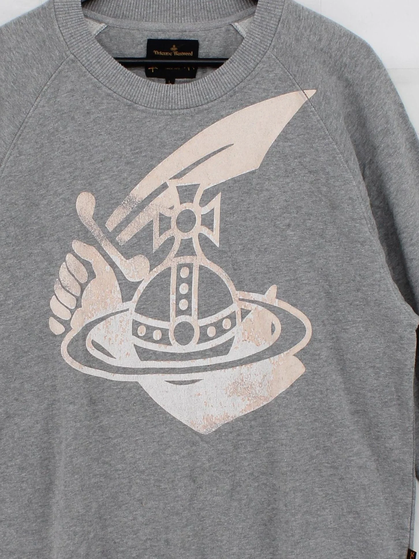 Vivienne Westwood Men's Hoodie L Grey Graphic 100% Cotton Pullover - Image 3