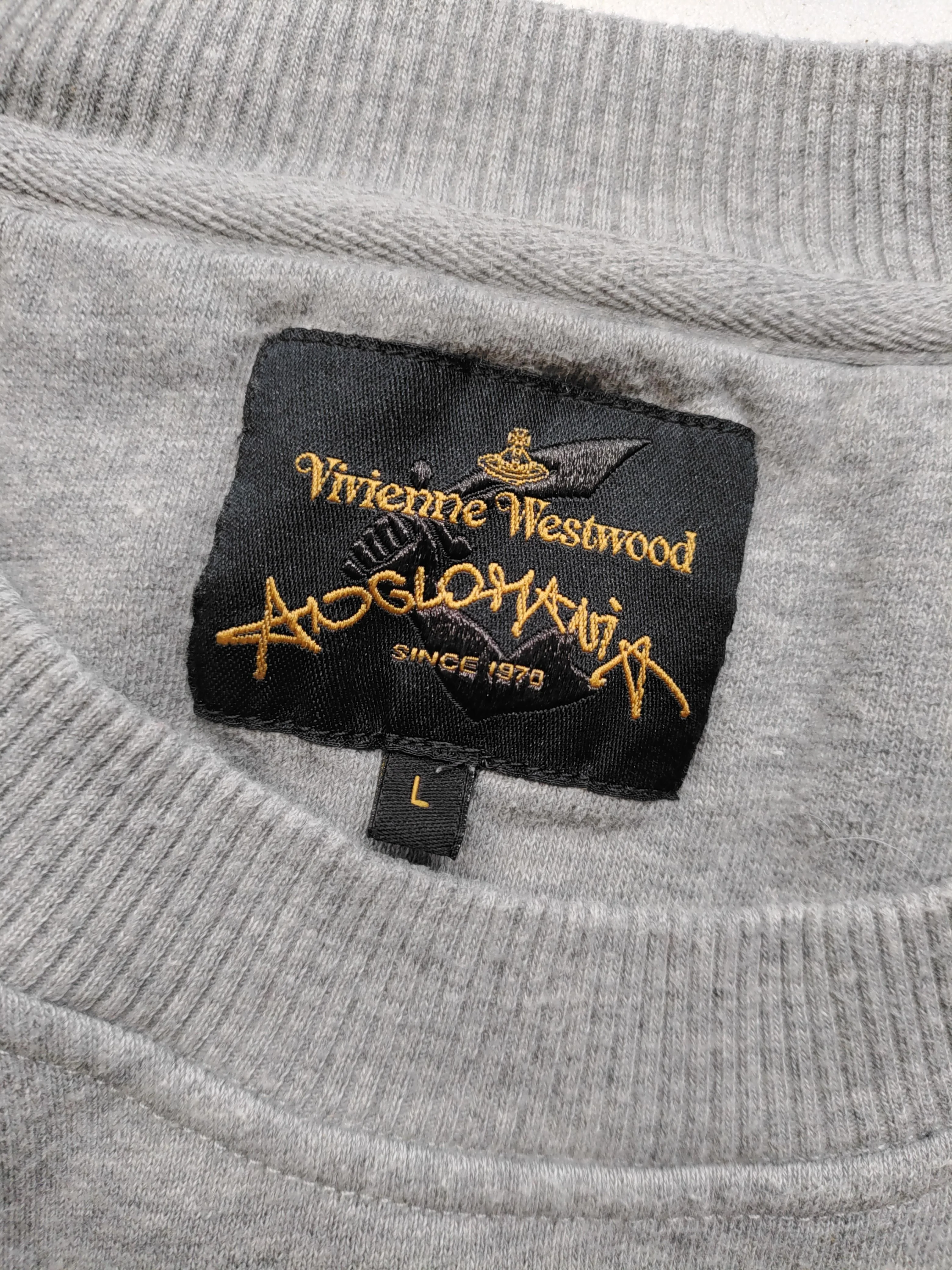 Vivienne Westwood Men's Hoodie L Grey Graphic 100% Cotton Pullover - Image 7