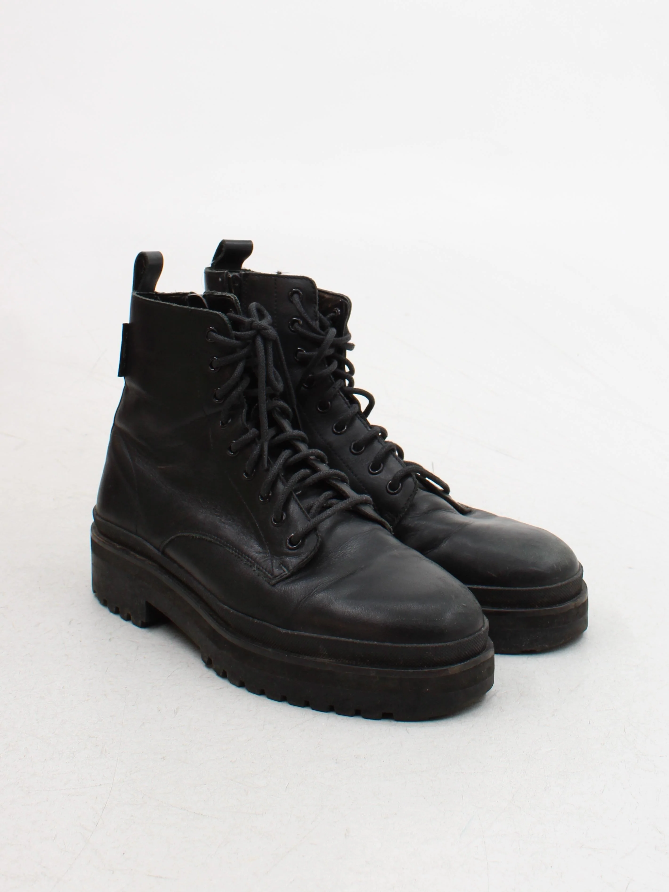 Walk London Women's Boots UK 6.5 Black 100% Leather Combat - Image 4