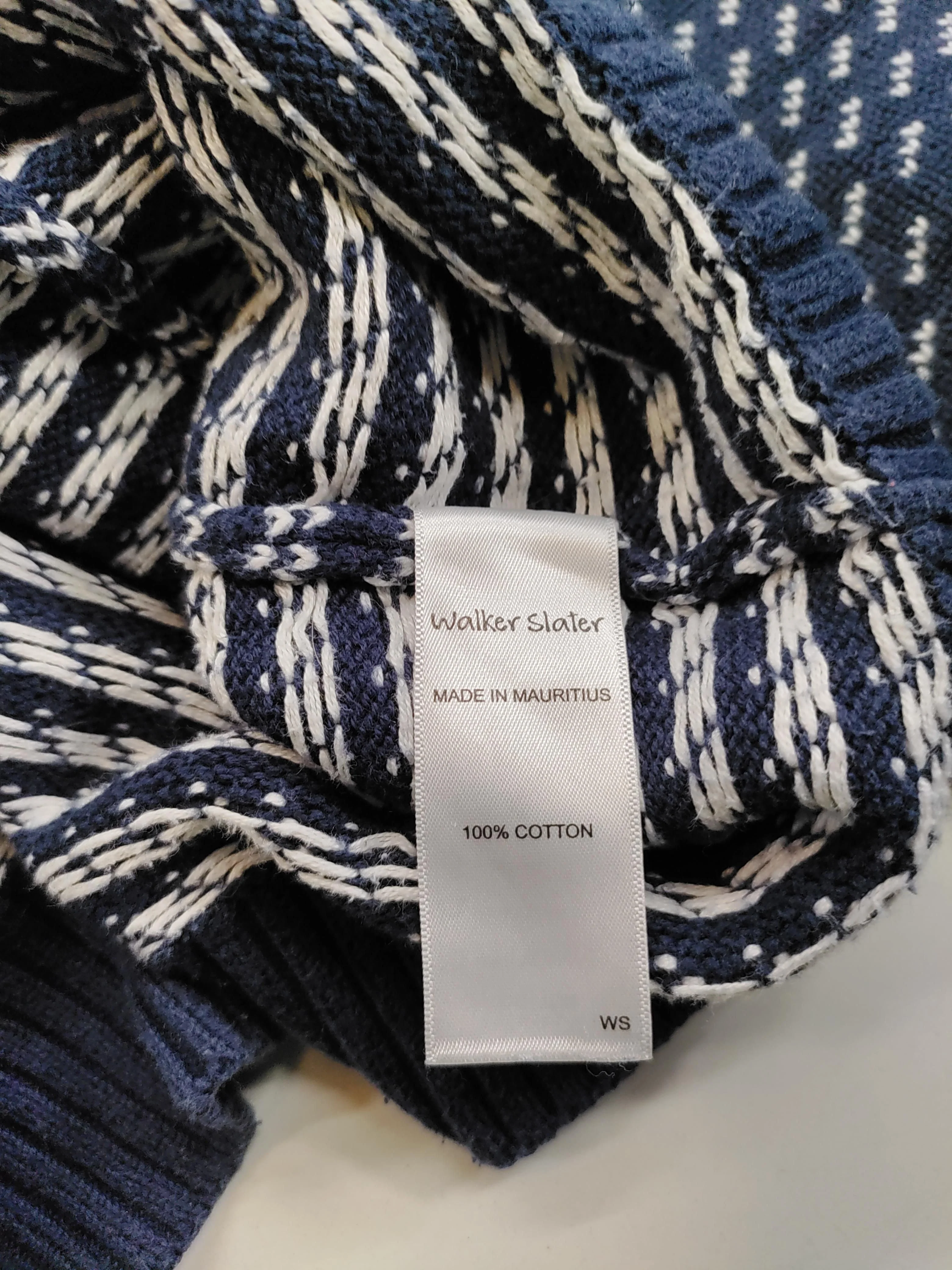 Walker Slater Men's Jumper S Blue Geometric 100% Cotton Crew Neck Pullover - Image 6