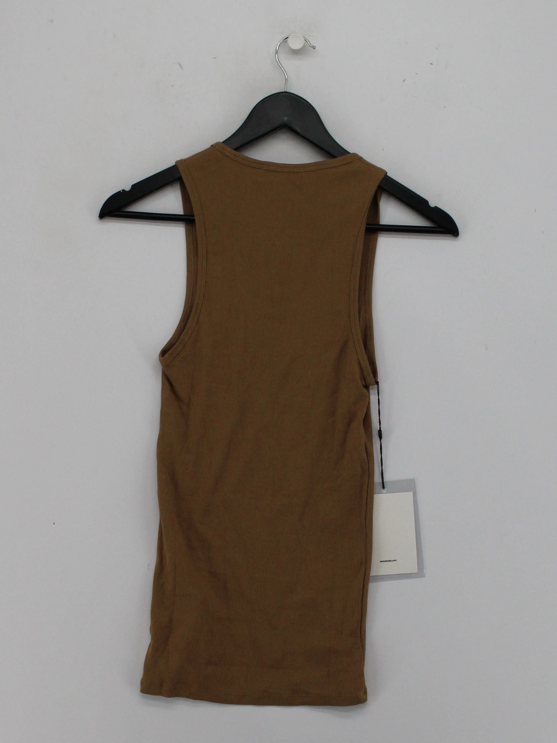 WARDROBE.NYC Women's T-Shirt M Tan 100% Cotton Sleeveless Round Neck Basic - Image 3