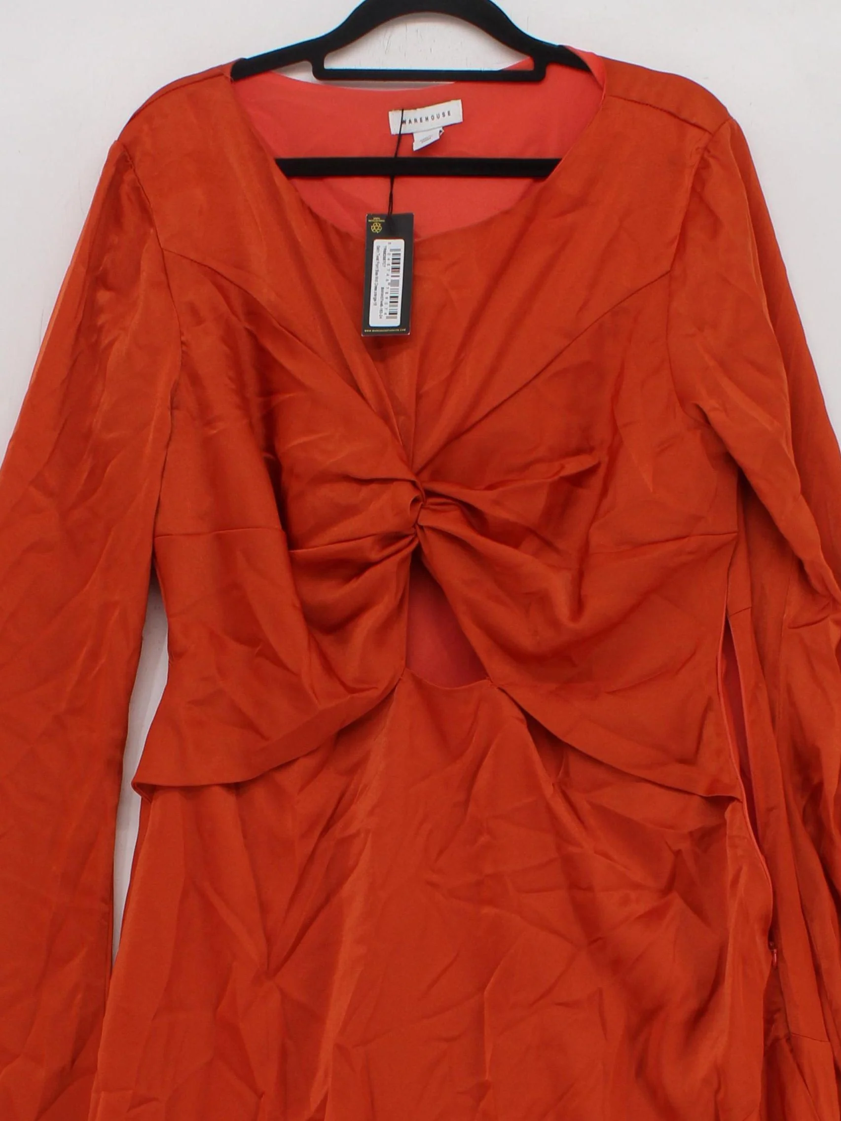 Warehouse A-Line Midi Dress UK16 in Orange RRP £59 - Image 3