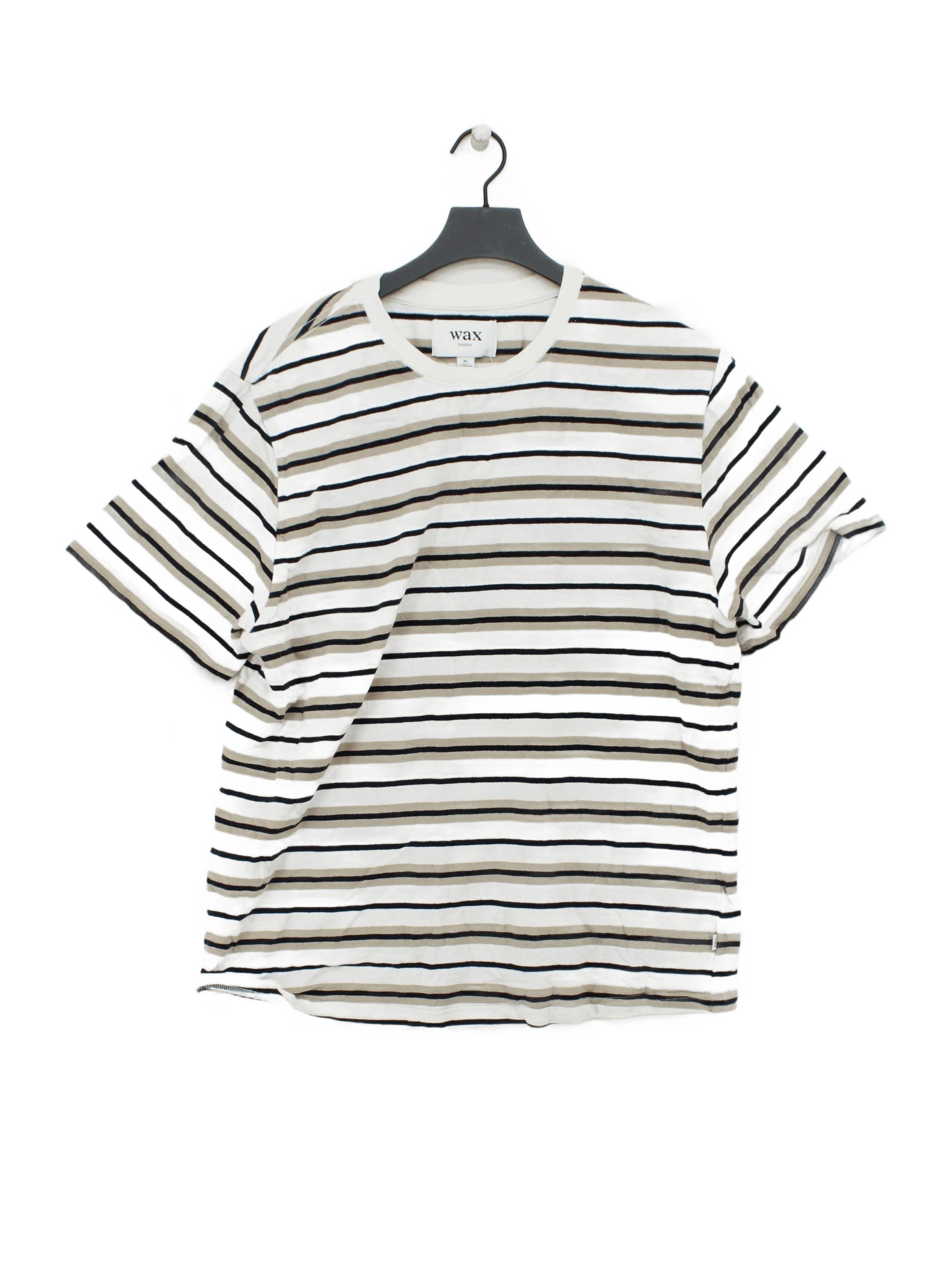 WAX London Men's T-Shirt XL White Striped Cotton with Elastane Basic