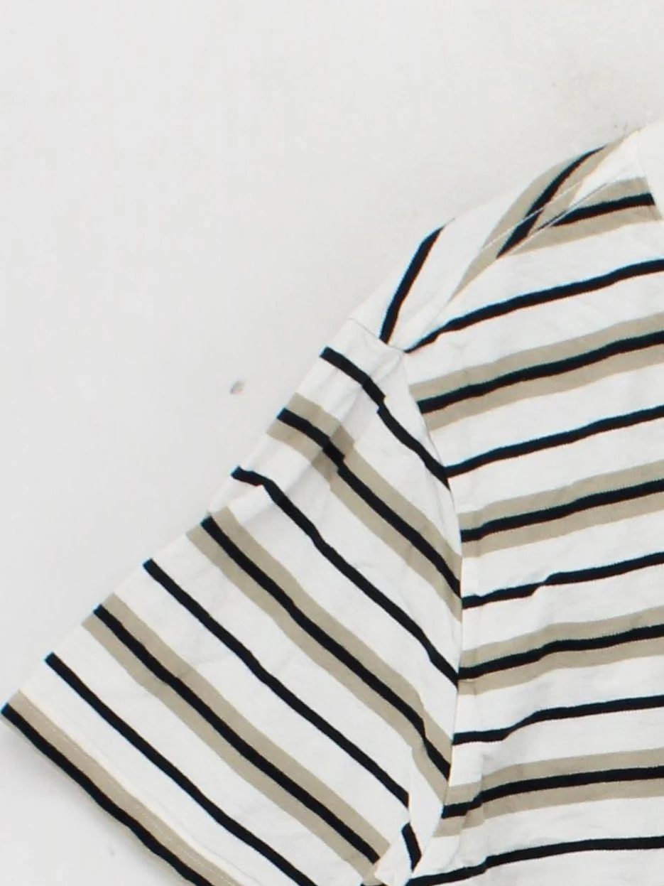 WAX London Men's T-Shirt XL White Striped Cotton with Elastane Basic - Image 4