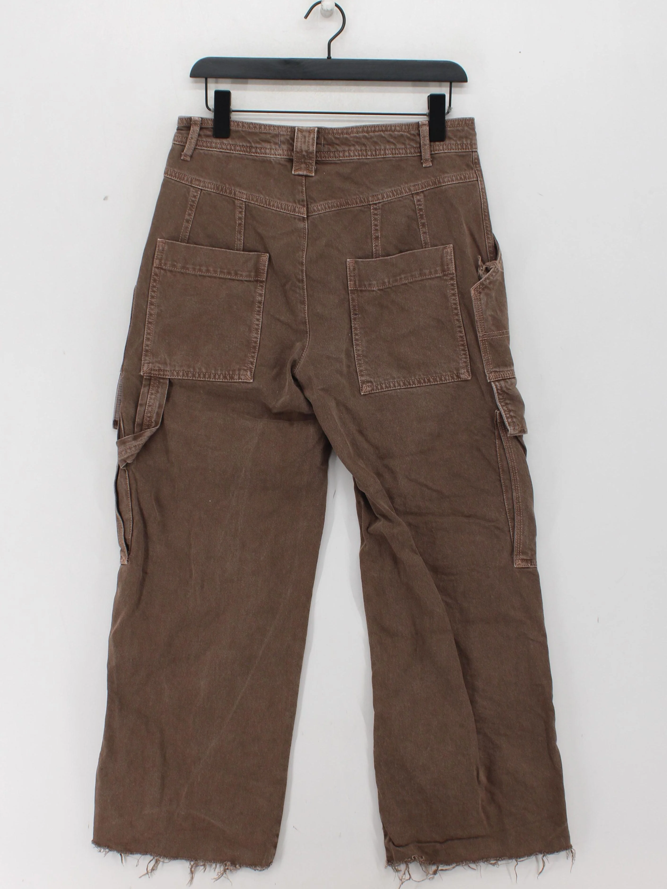 We The Free Men's Trousers XS Brown 100% Cotton Wide-Leg Cargo - Image 2