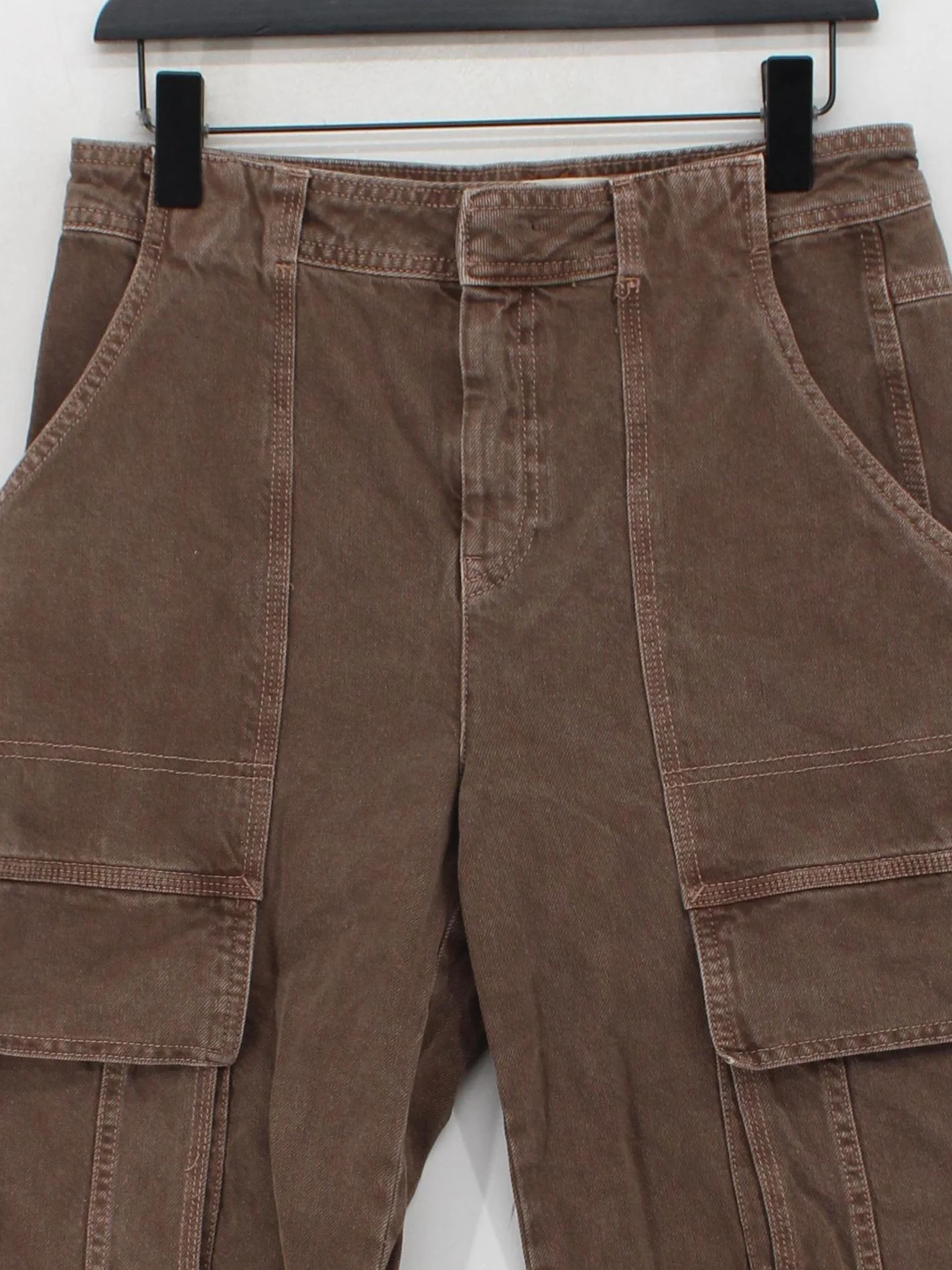 We The Free Men's Trousers XS Brown 100% Cotton Wide-Leg Cargo - Image 3
