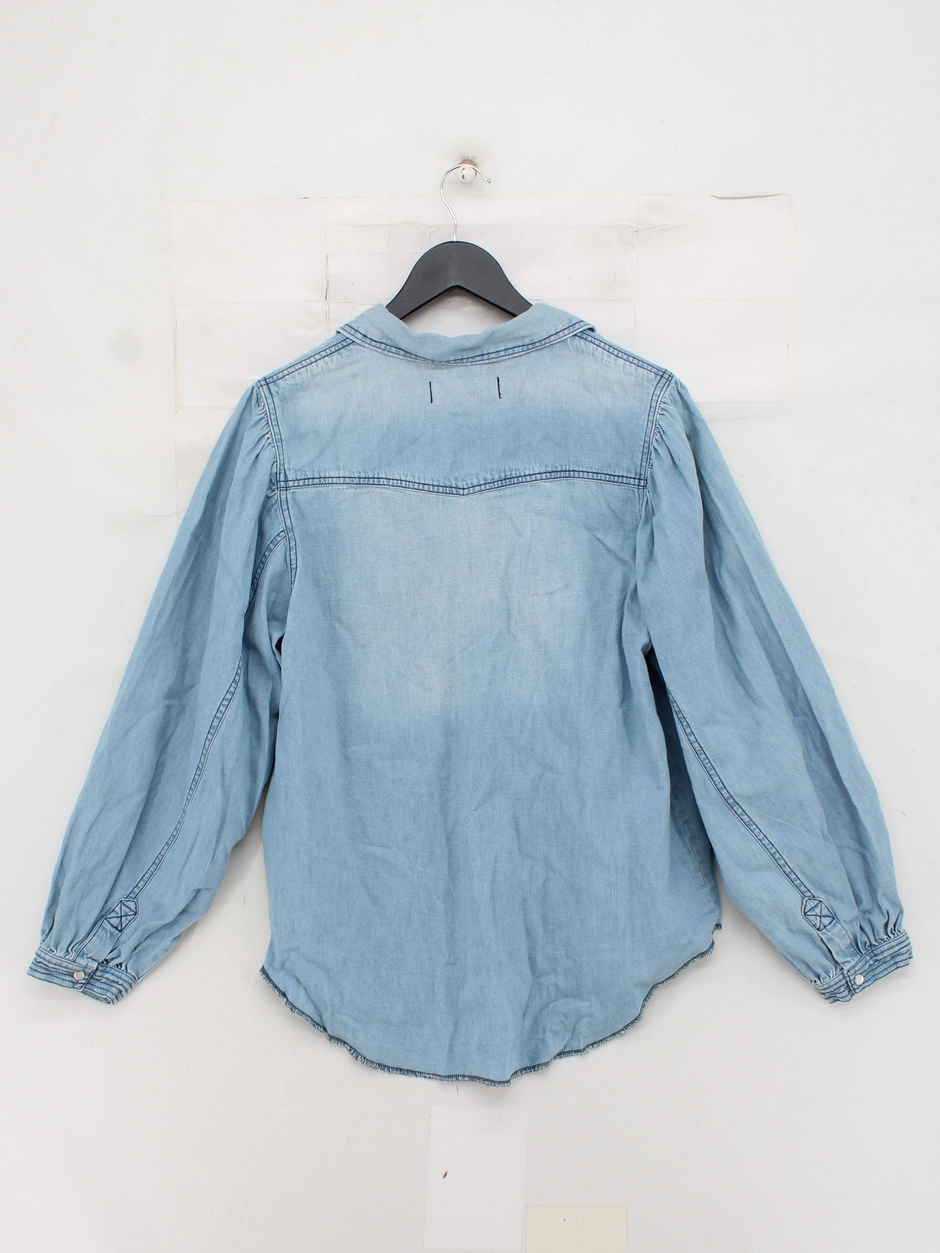 We The Free Women's Shirt M Blue 100% Cotton Long Sleeve Collared Basic - Image 2
