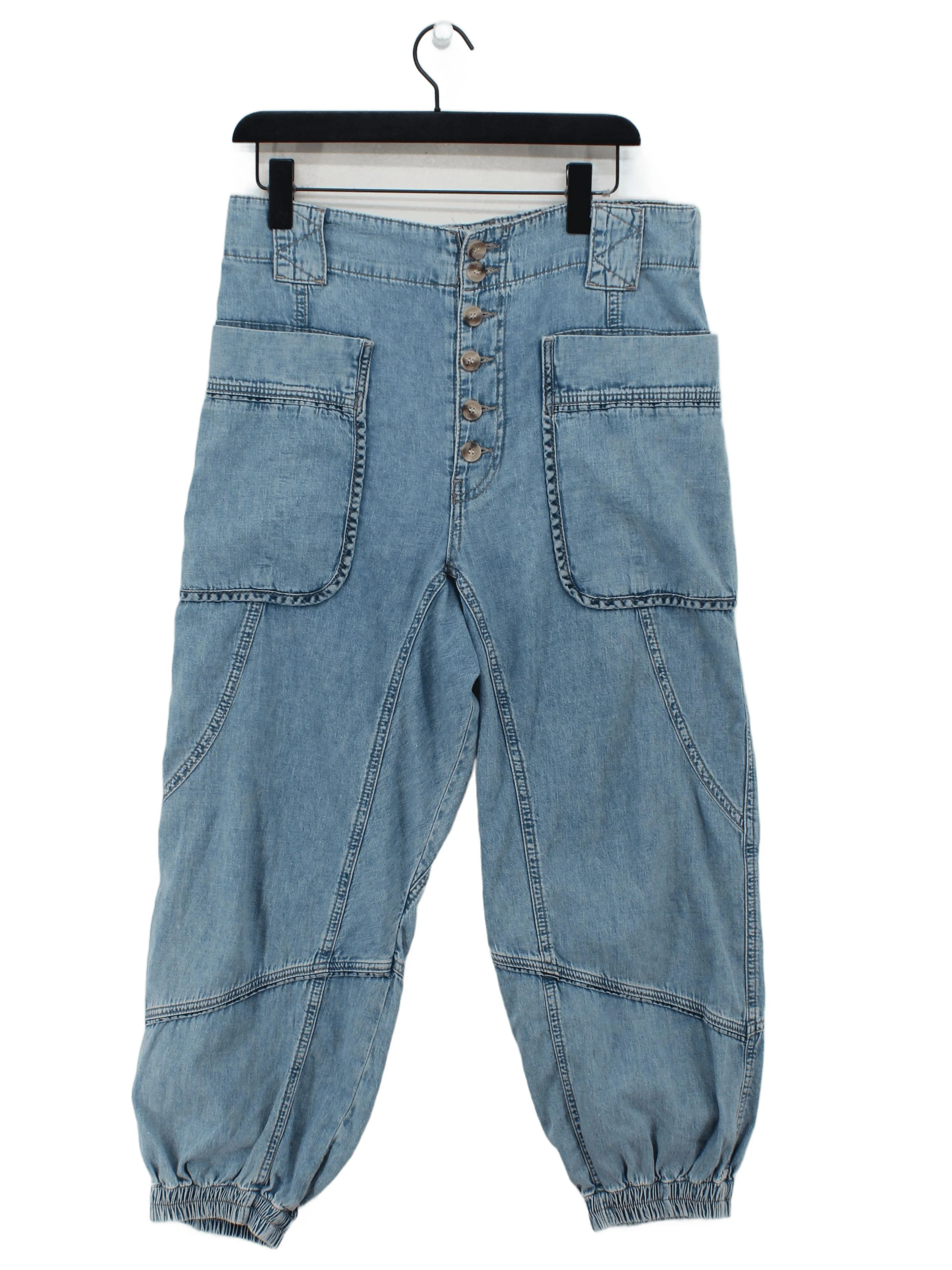 We The Free Women's Sports Bottoms M Blue 100% Cotton Tapered Sweatpants