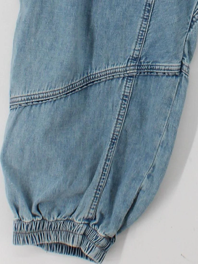 We The Free Women's Sports Bottoms M Blue 100% Cotton Tapered Sweatpants - Image 4