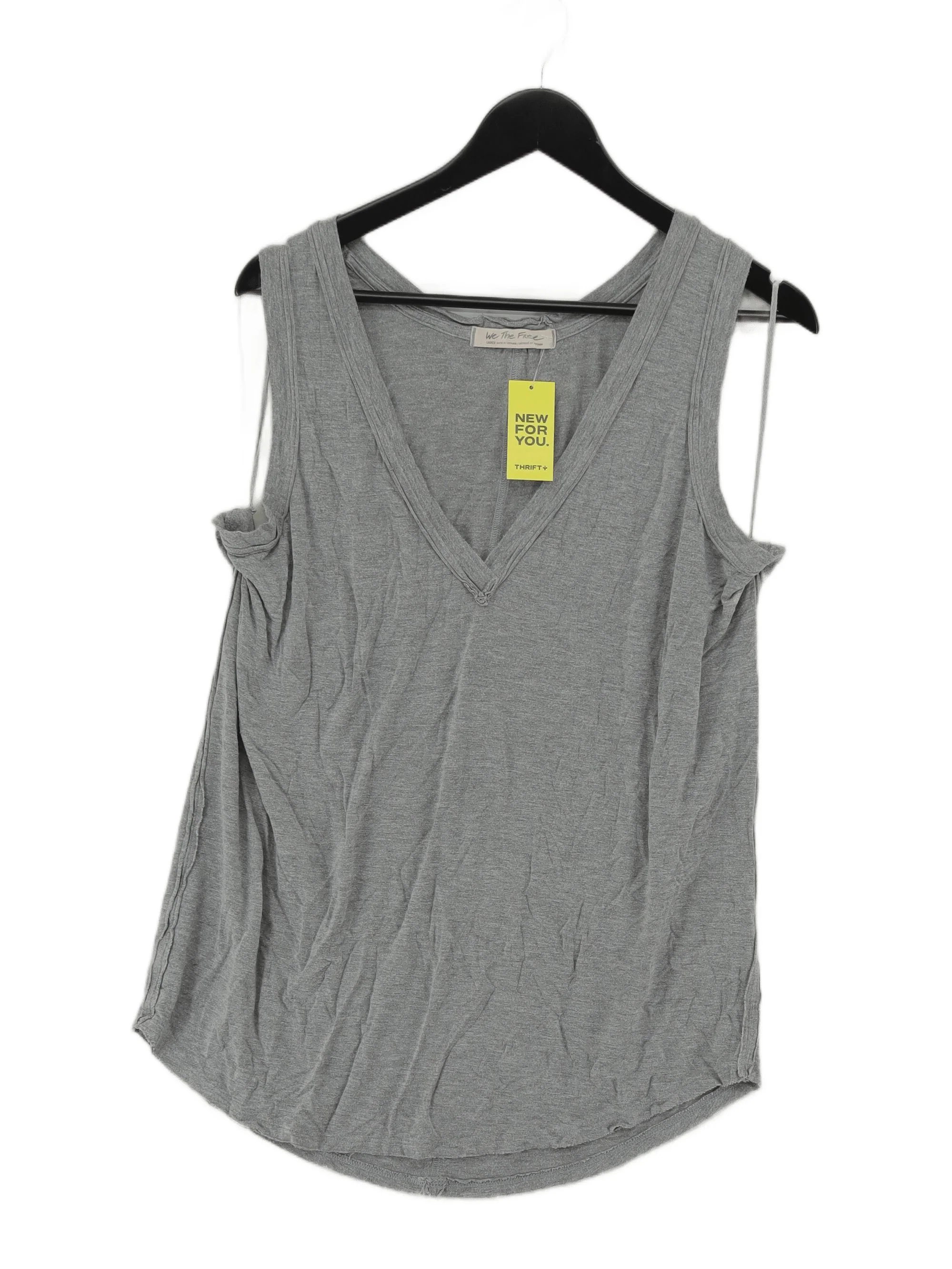 We The Free Women's T-Shirt L Grey Viscose with Elastane Sleeveless V-Neck Basic
