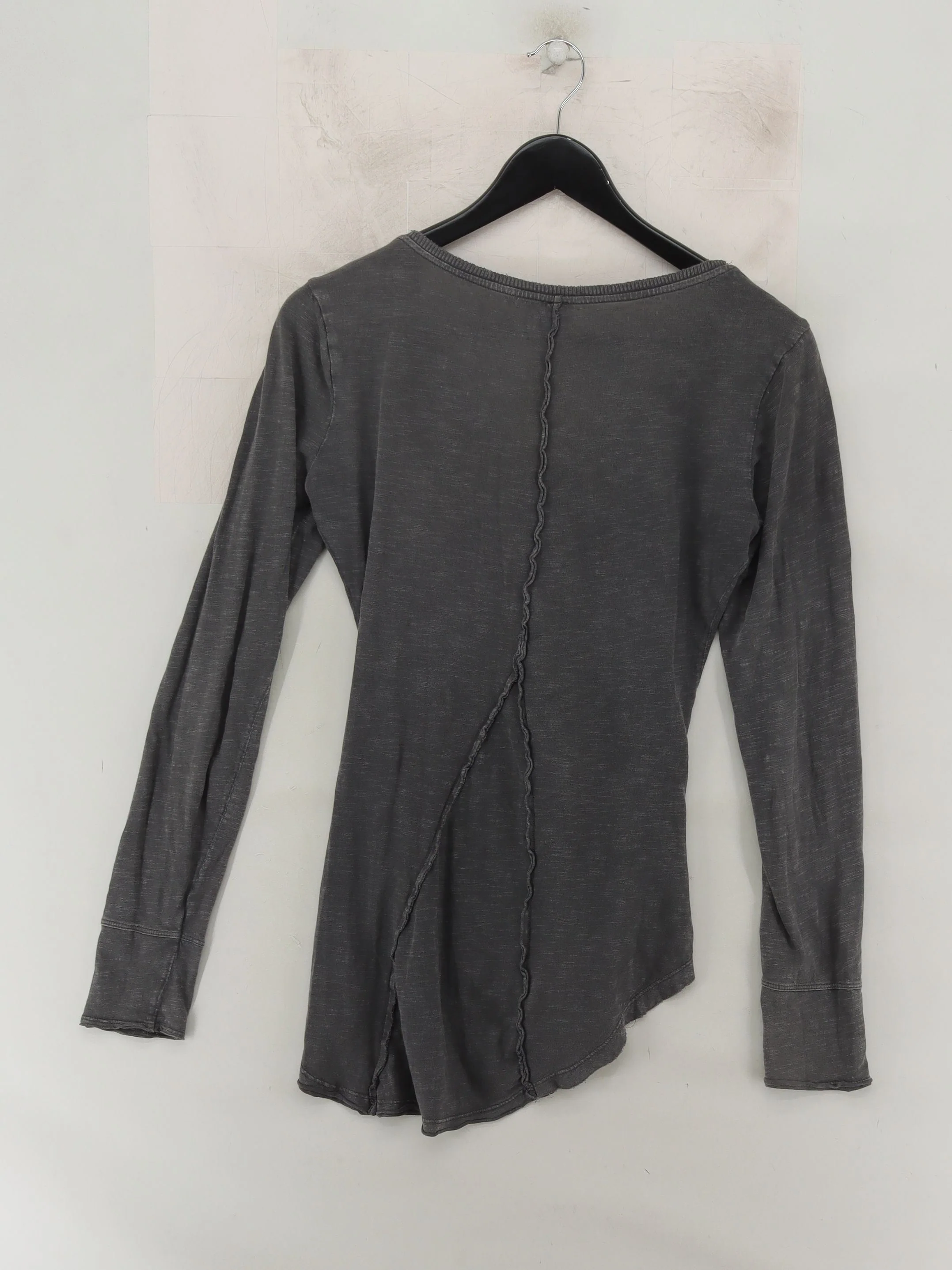 We The Free Women's Top S Grey 100% Cotton Long Sleeve V-Neck Basic - Image 2
