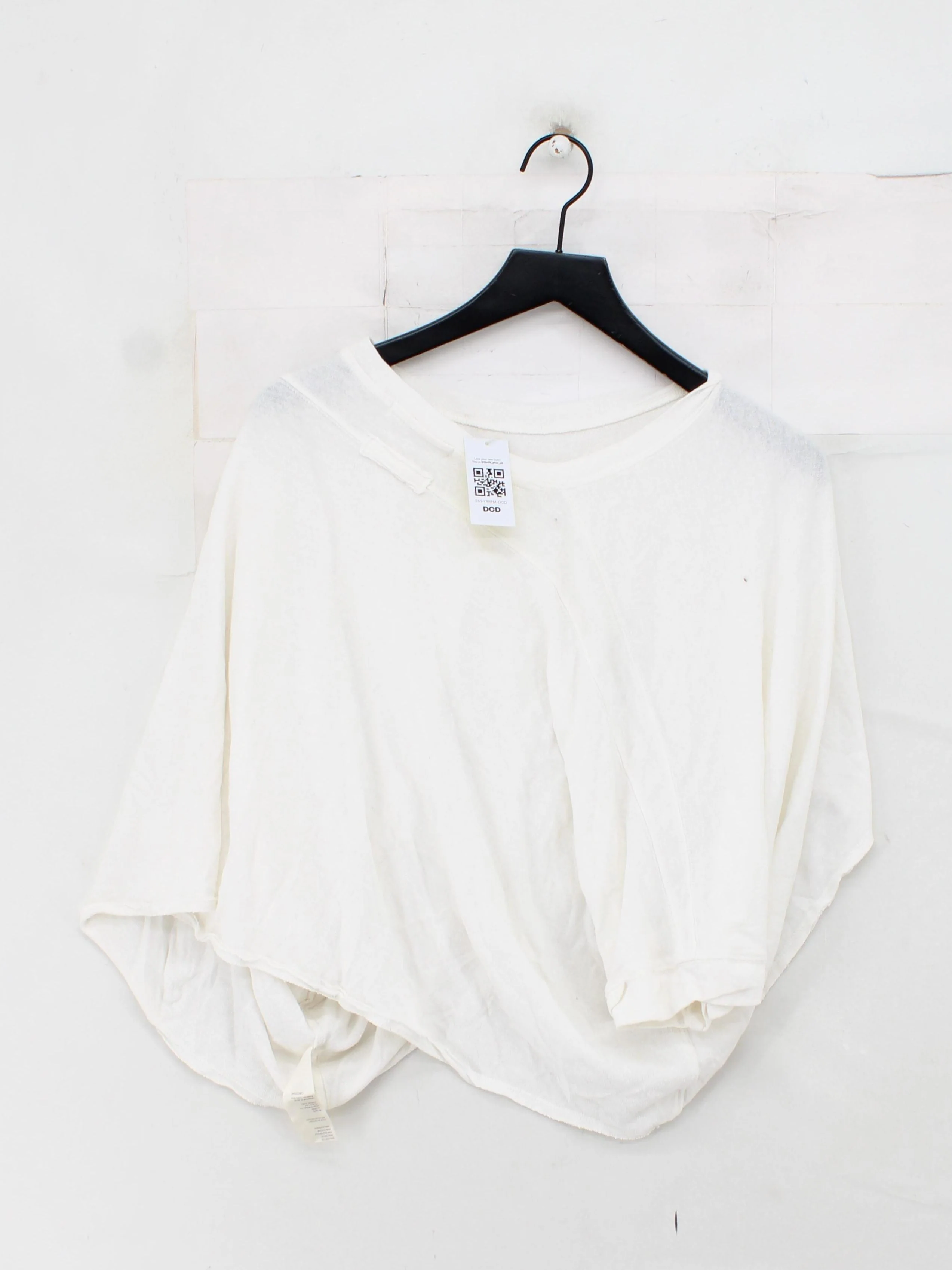 We The Free Women's Top S White 100% Cotton Long Sleeve Round Neck Basic - Image 2
