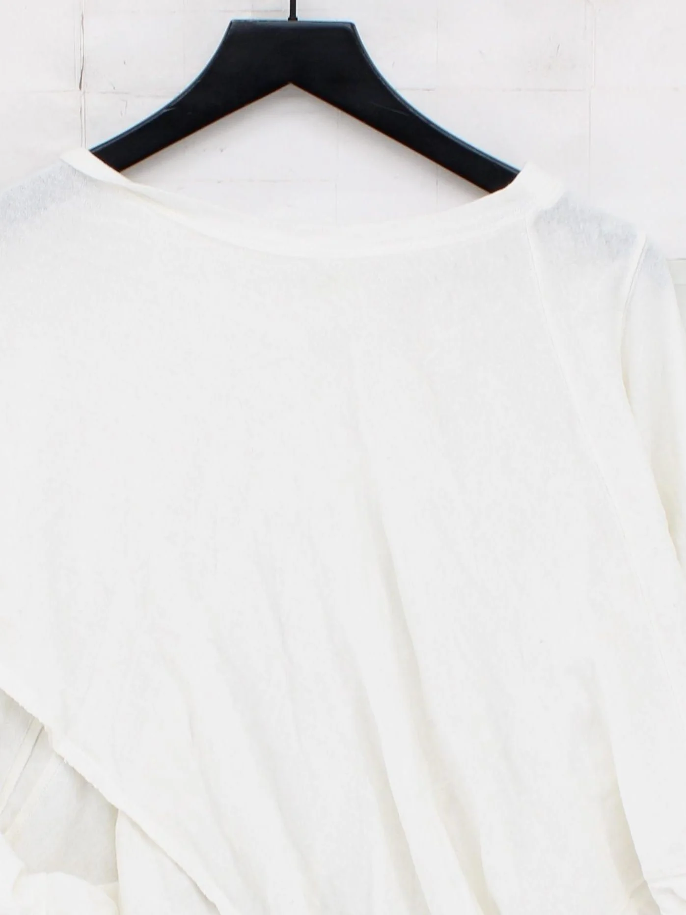 We The Free Women's Top S White 100% Cotton Long Sleeve Round Neck Basic - Image 3