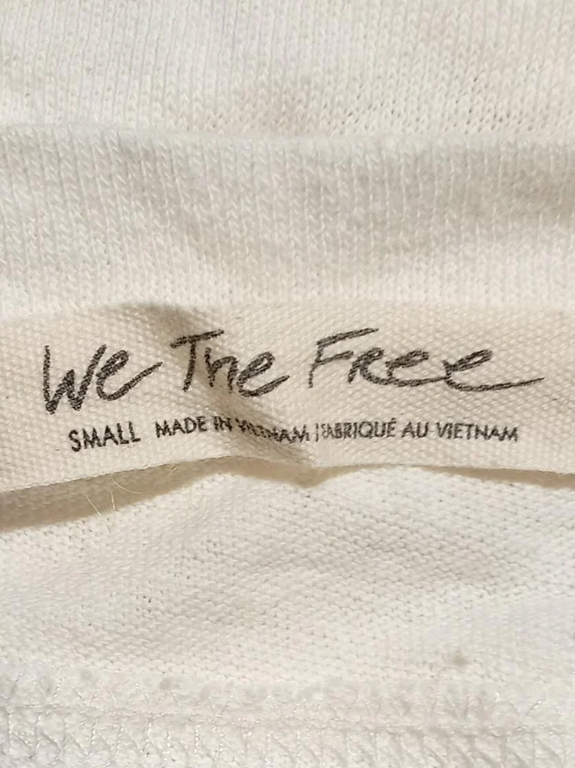 We The Free Women's Top S White 100% Cotton Long Sleeve Round Neck Basic - Image 6