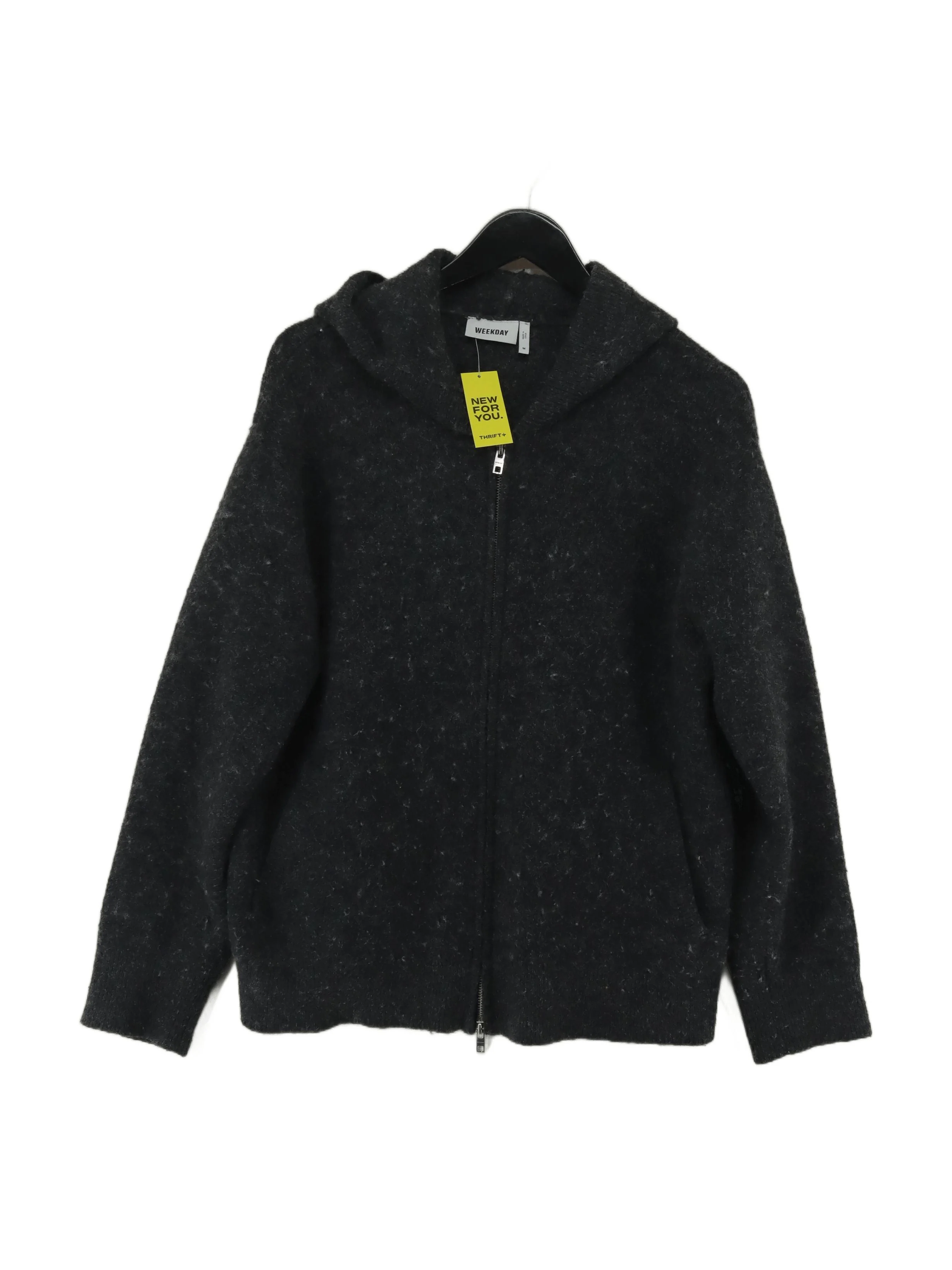 Weekday Men's Hoodie M Grey Polyester with Wool, Elastane Pullover