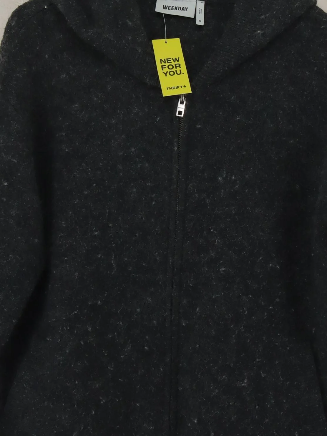 Weekday Men's Hoodie M Grey Polyester with Wool, Elastane Pullover - Image 3