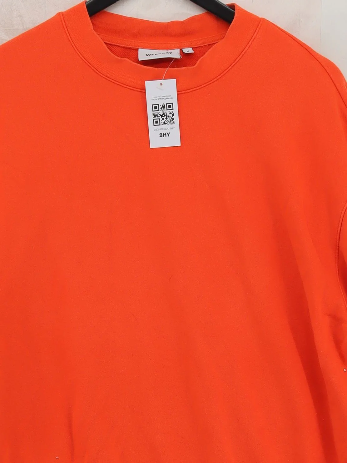 Weekday Men's Hoodie M Orange Cotton with Polyester Pullover - Image 3