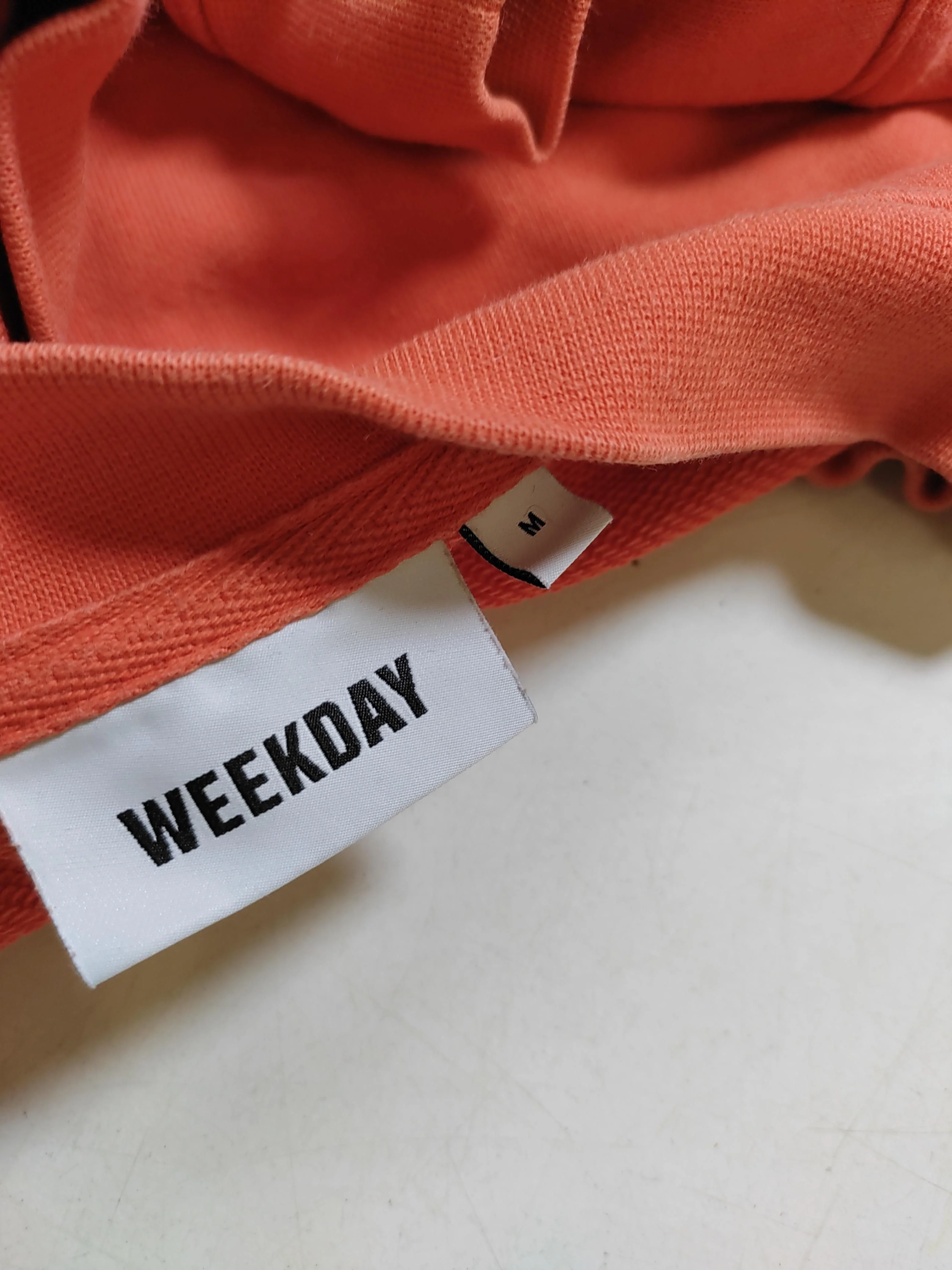 Weekday Men's Hoodie M Orange Cotton with Polyester Pullover - Image 5