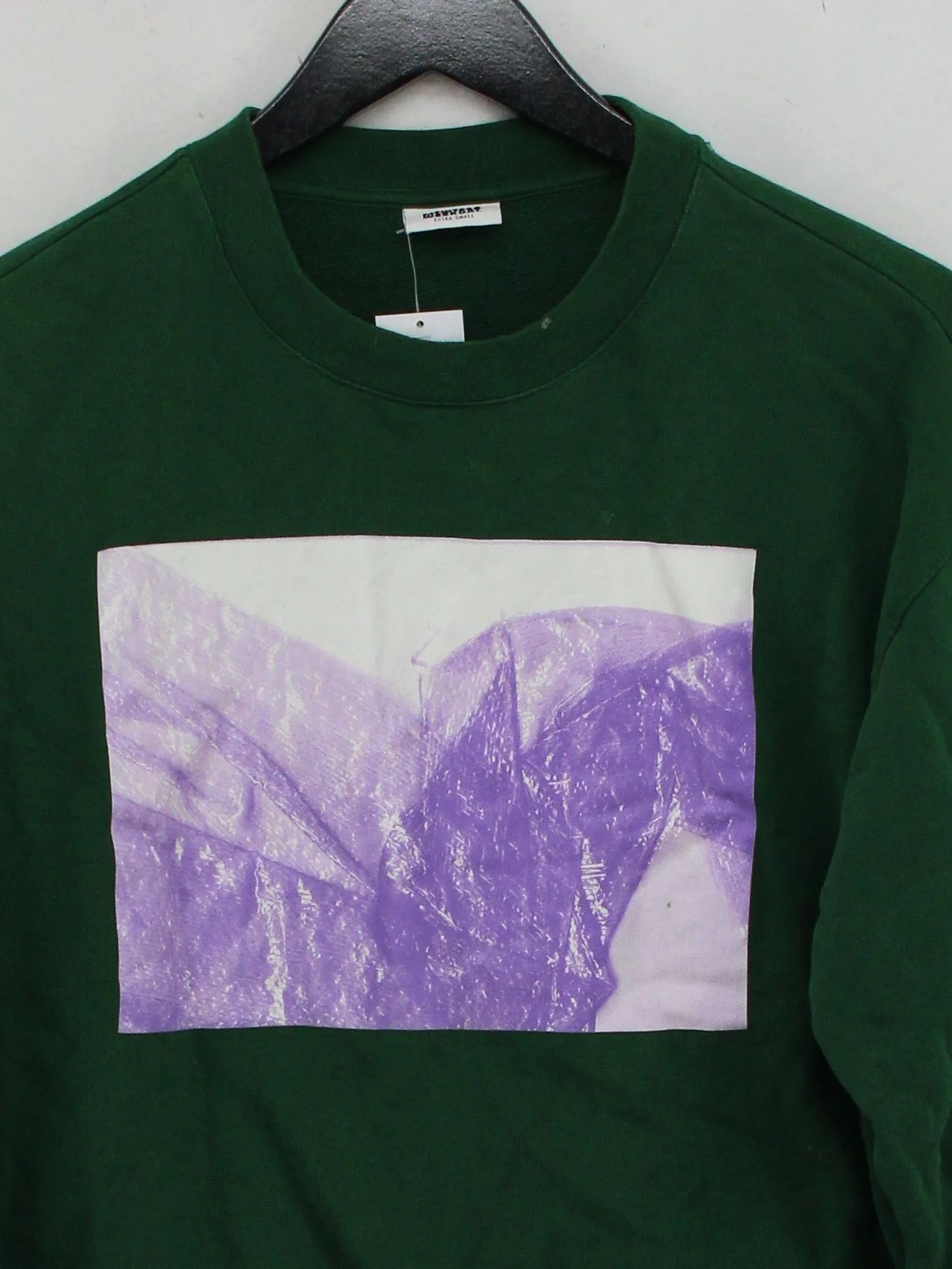 Weekday Men's Hoodie XS Green Graphic 100% Cotton Pullover - Image 3