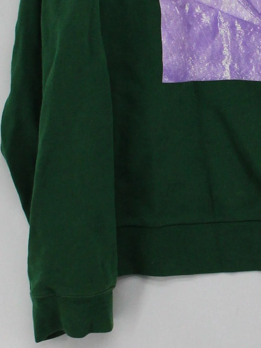 Weekday Men's Hoodie XS Green Graphic 100% Cotton Pullover - Image 4