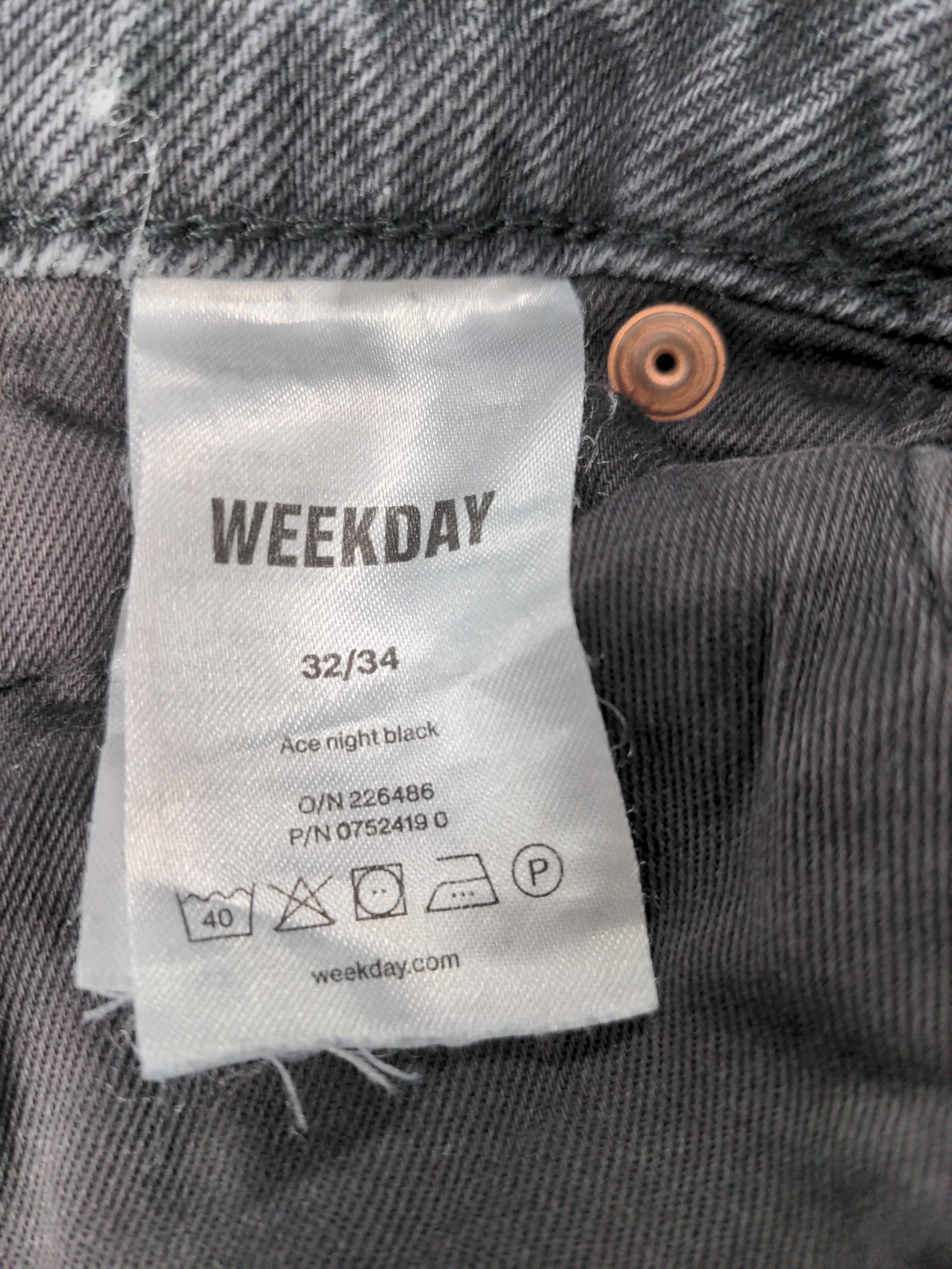 Weekday Men's Jeans L Black 100% Cotton Wide-Leg - Image 5