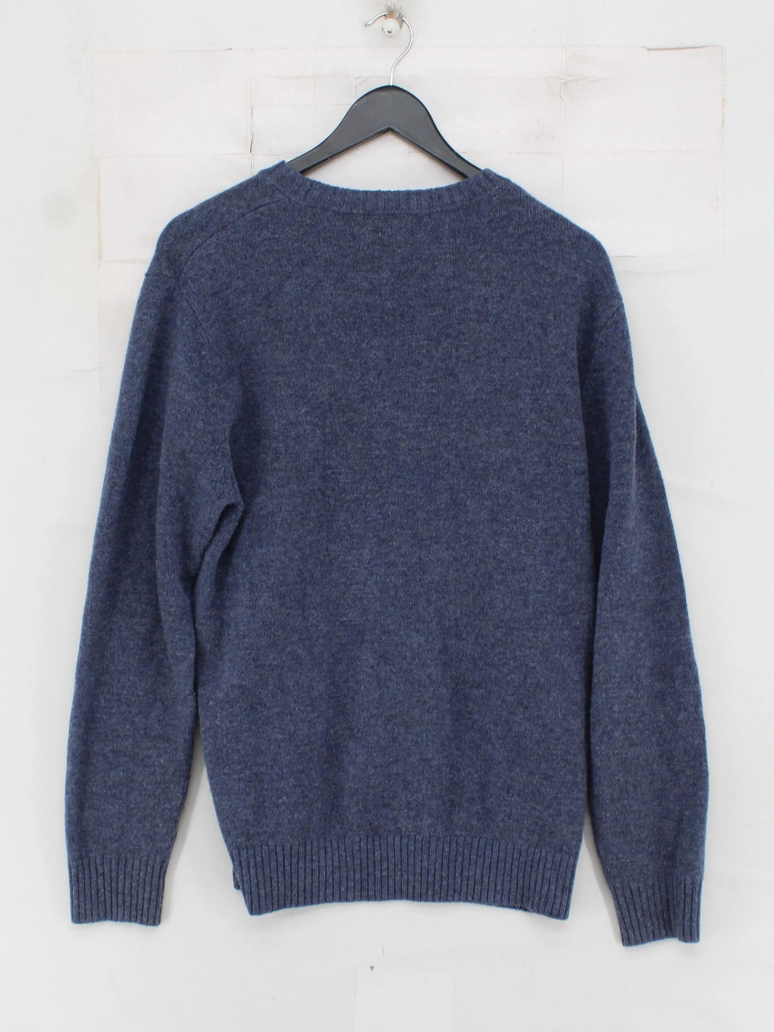 Weekday Men's Jumper S Blue 100% Wool Crew Neck Pullover - Image 2